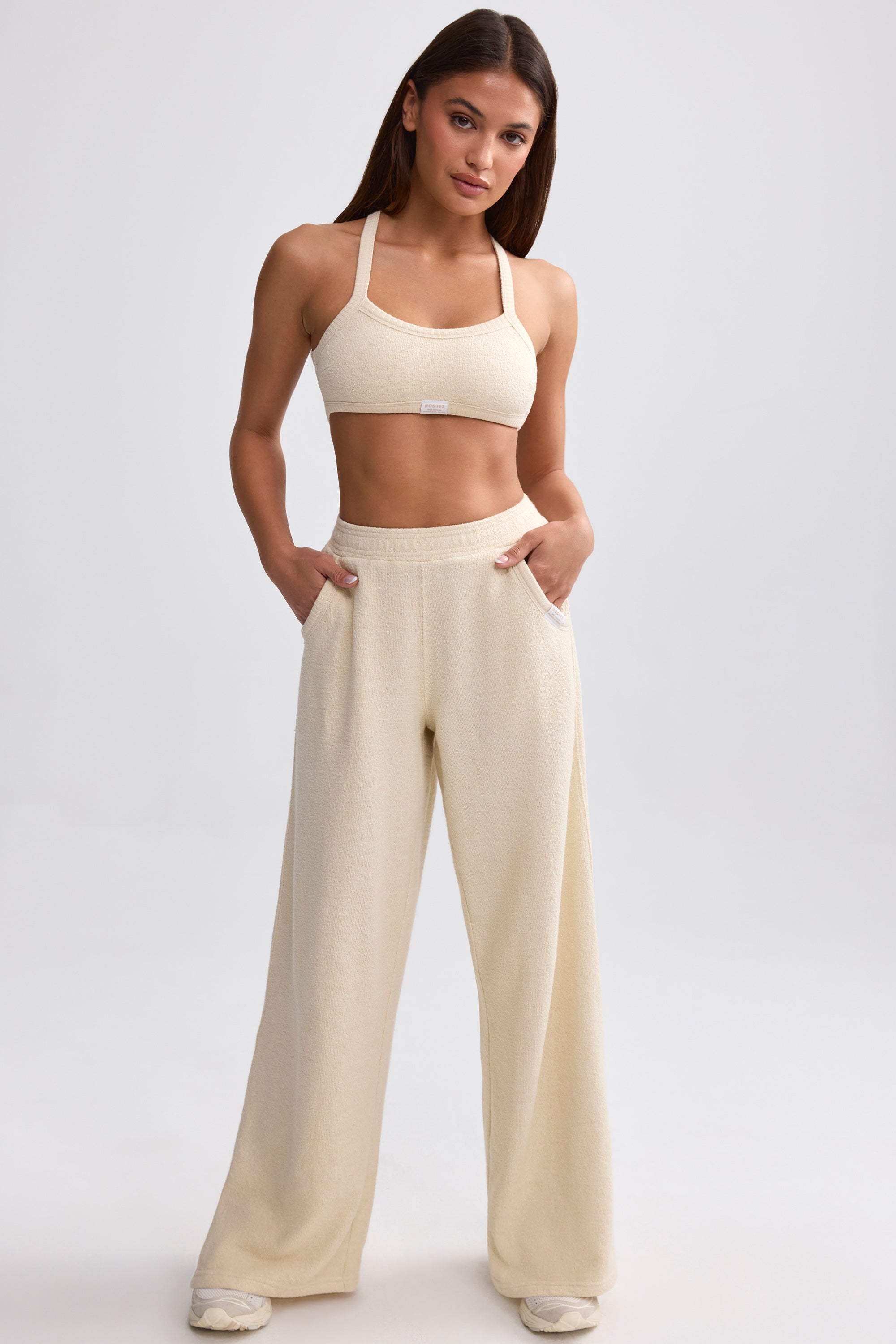 Terry Towelling Wide-Leg Joggers in Cream、mySite、solidvoid