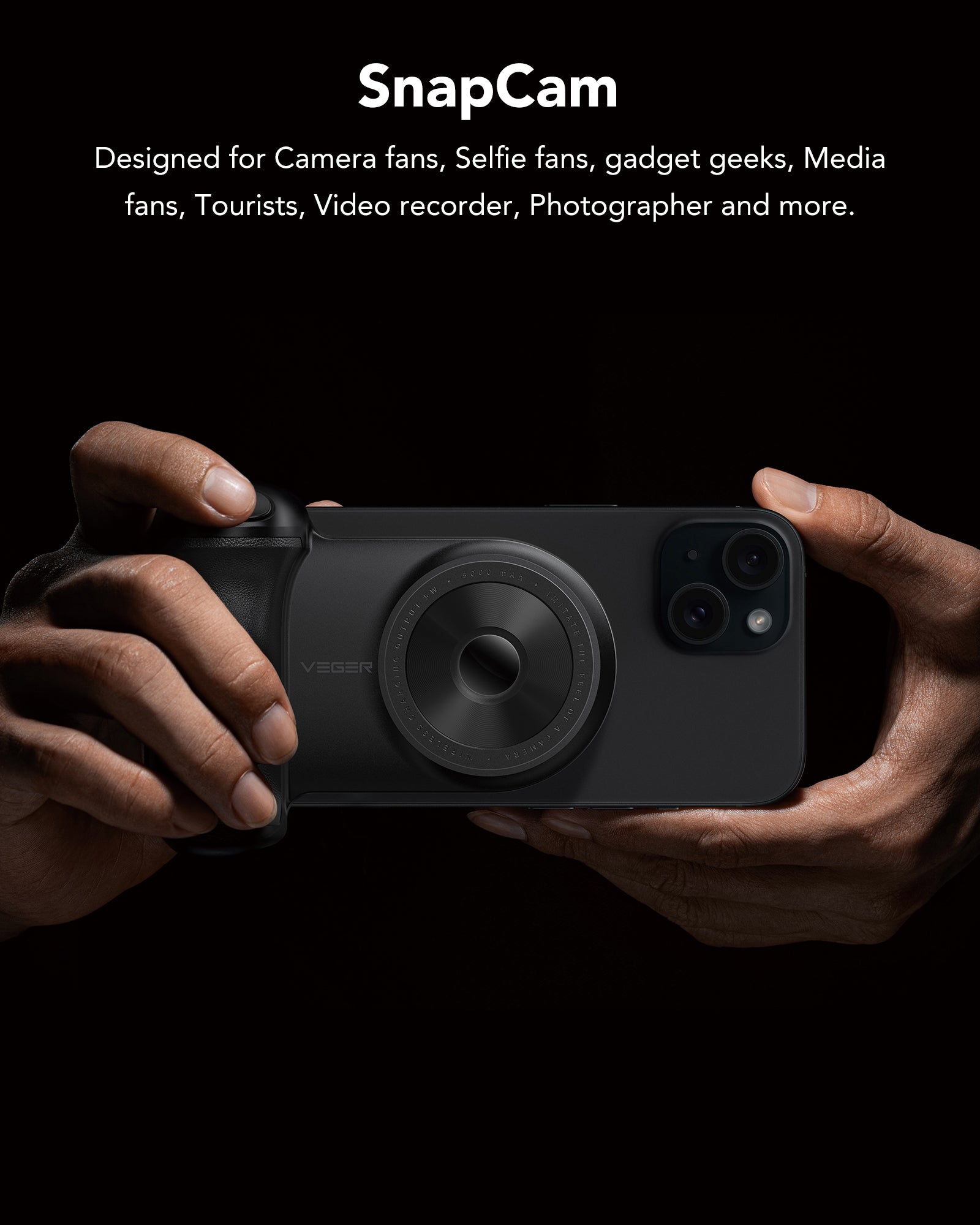 SnapCam 5000mAh Wireless Charging Power Bank with Bluetooth Camera Controller、mySite、fannypackpong