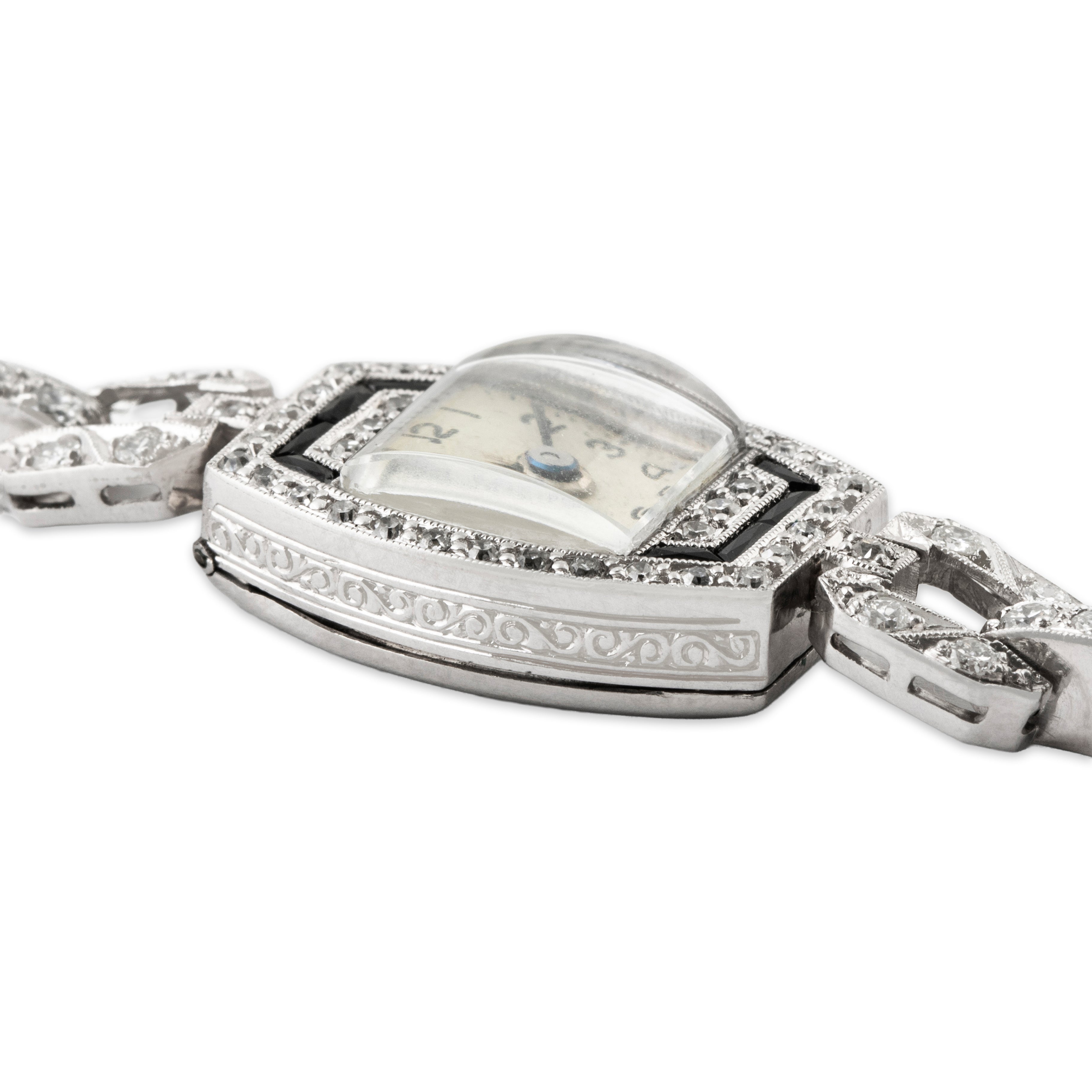 Antique Swiss Art Deco Platinum 1.83cttw Diamond Onyx 17 Jewel Watch 6、mySite、hinf8tx79