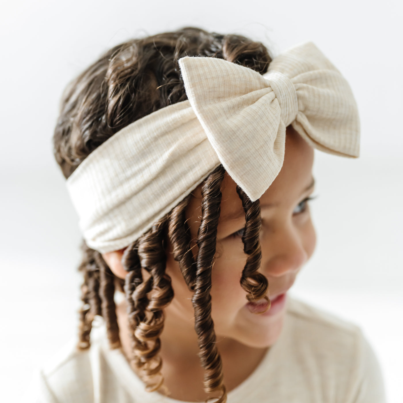 Heather Oatmeal Ribbed Luxe Bow Headband、mySite、g9winljtr