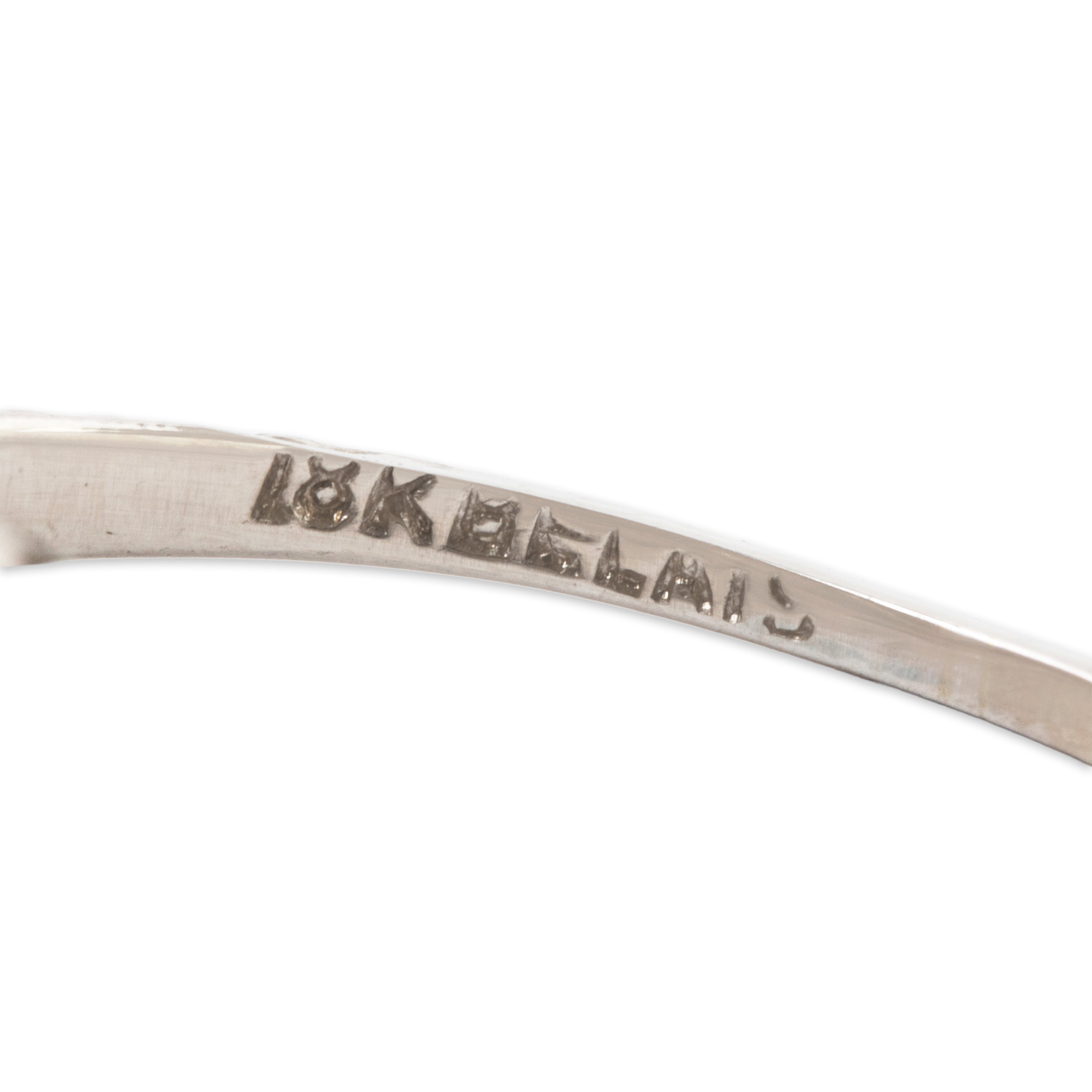 Antique Belais 18k White Gold Natural Diamond Blue Synthetic Sapphire Ring、mySite、hinf8tx79