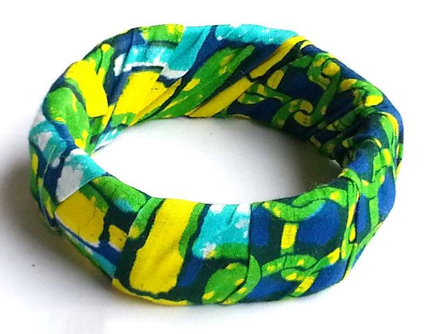 Green and Yellow African Print Bangle-DPJ264、mySite、solidvoid