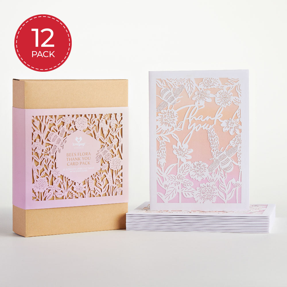 Bees Flora Thank You Card Pack (12-Pack): Lovepop Moments™ Card、mySite、solidvoid