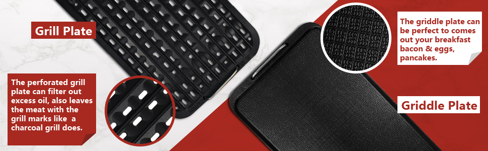 Non-stick Removable Grill Plate &amp;amp; Griddle Plate