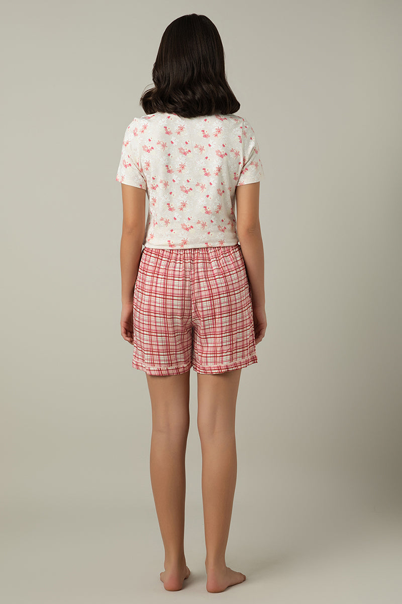  Sleep Shorts - Blush Rose Check Print、mySite、justintrudeaud