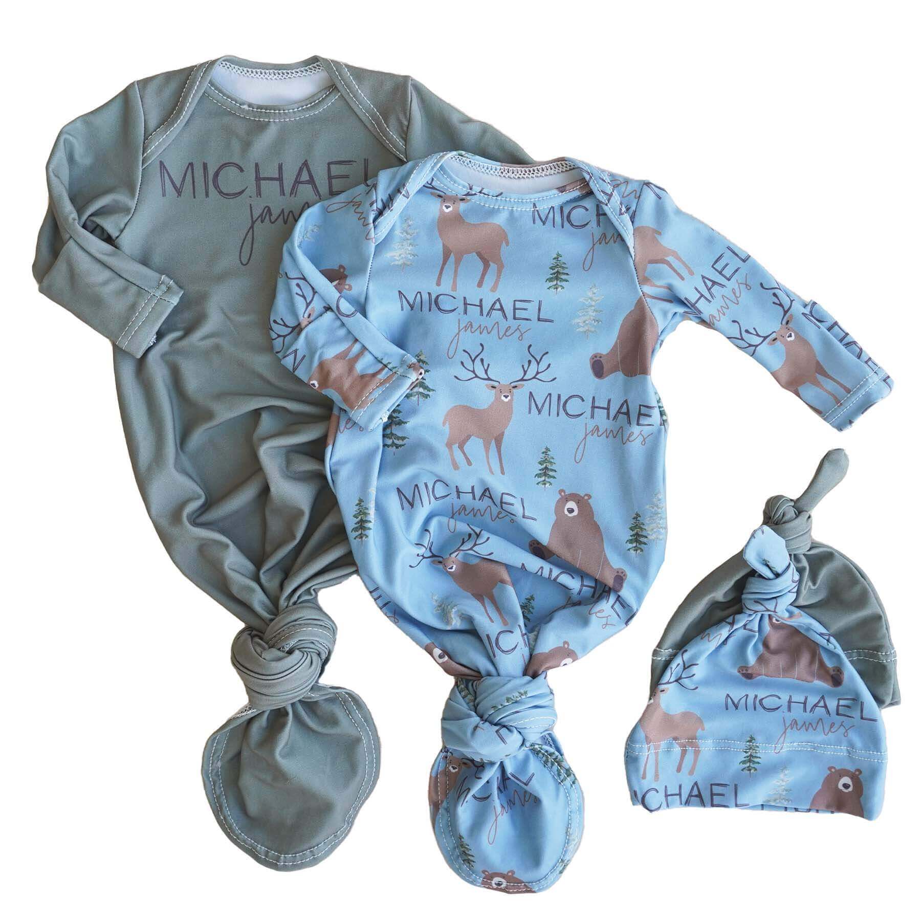  Forest Friends Personalized Newborn Baby Knot Gown、mySite、layawaytickets