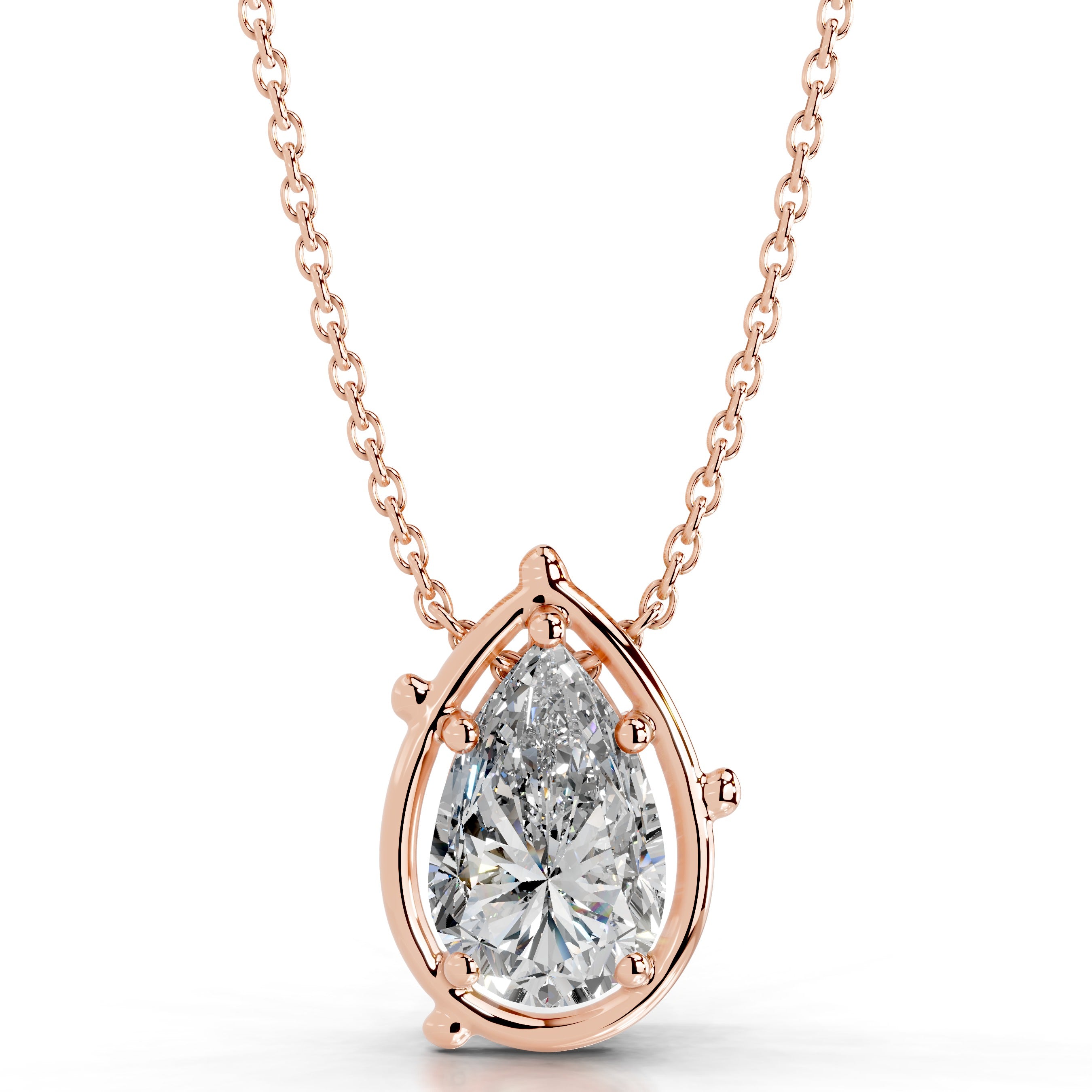 Rooted in Love Pear Lab Grown Diamond Necklace - 14K Rose Gold、mySite、hinf8tx79