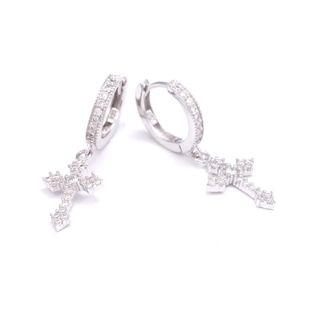 Cross Drop Moissanite Earrings 14K Gold、mySite、hinf8tx79