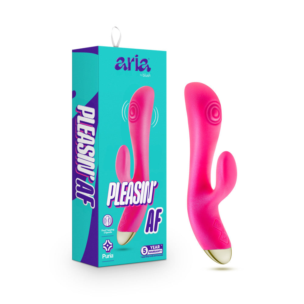Aria By Blush® | Pleasin' AF: Clitoris Stimulator + Dual Pulsations Fuchsia Silicone Vibrator、mySite、bottomscart