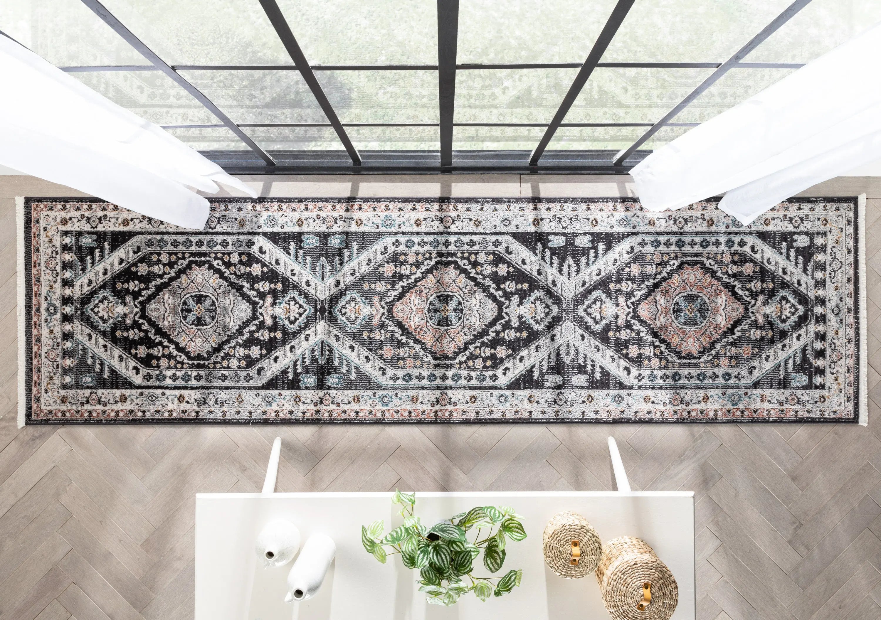 Julita Vintage Bohemian Aztec Tribal Black Rug、mySite、gigharbornorthrealestate