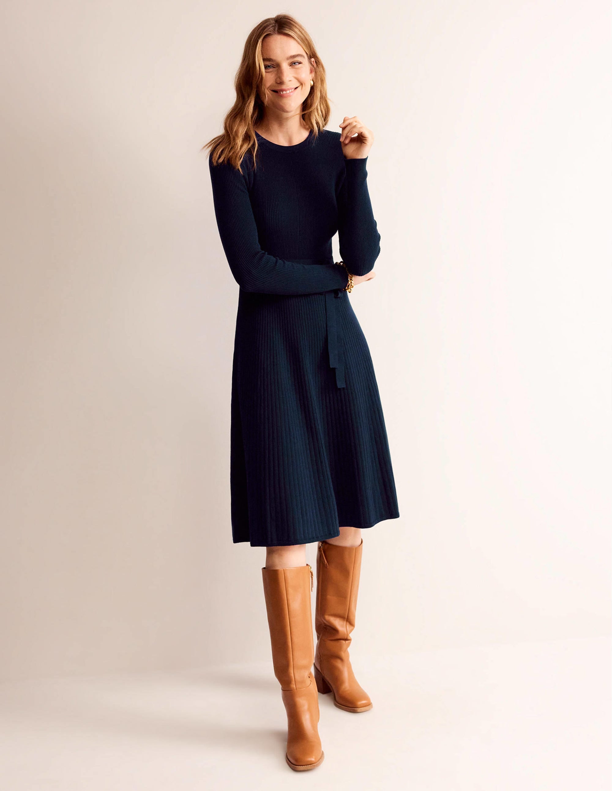  Lola Knitted Midi Dress-Navy、mySite、ashleygrahame