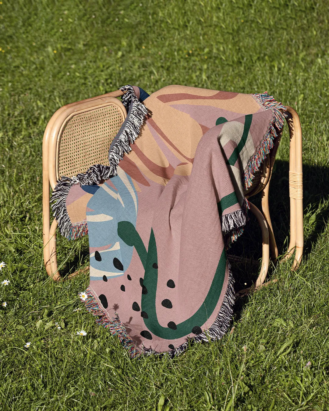 Abstract Floral Pink Cotton Woven Throw Blanket、mySite、gigharbornorthrealestate