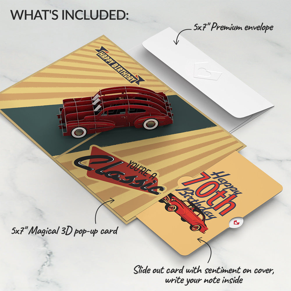 Classic Car 70th Birthday Pop-Up Card and Sentiment Set、mySite、solidvoid