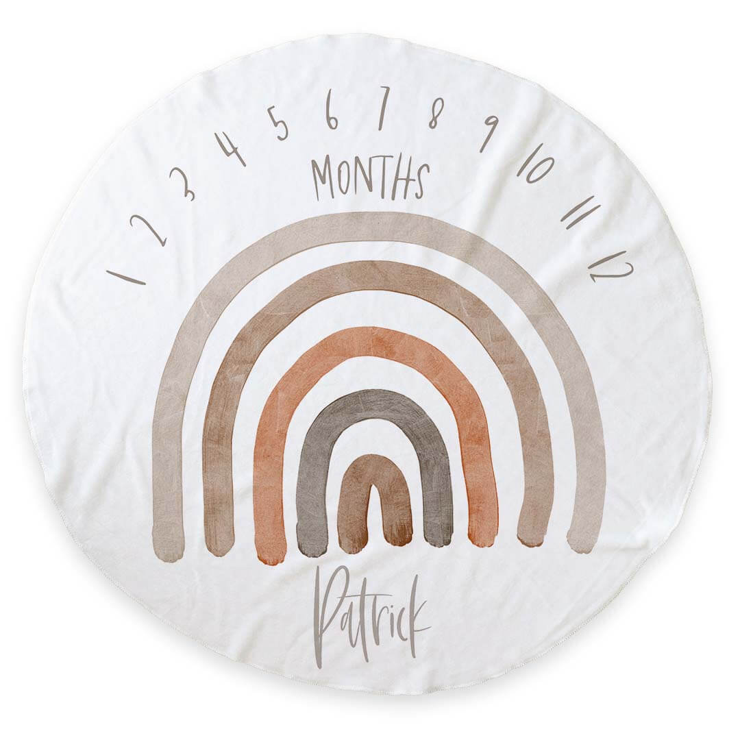  Personalized Round Milestone Blanket | Neutral Rainbow、mySite、layawaytickets