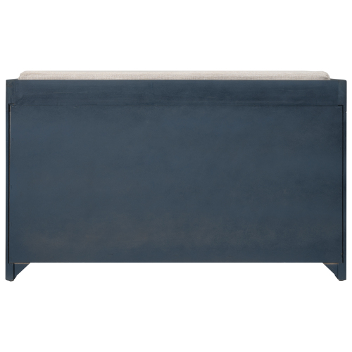 TREXM Storage Bench with Removable Basket and 2 Drawers, Fully Assembled Shoe Bench with Removable Cushion (Navy)、、casual