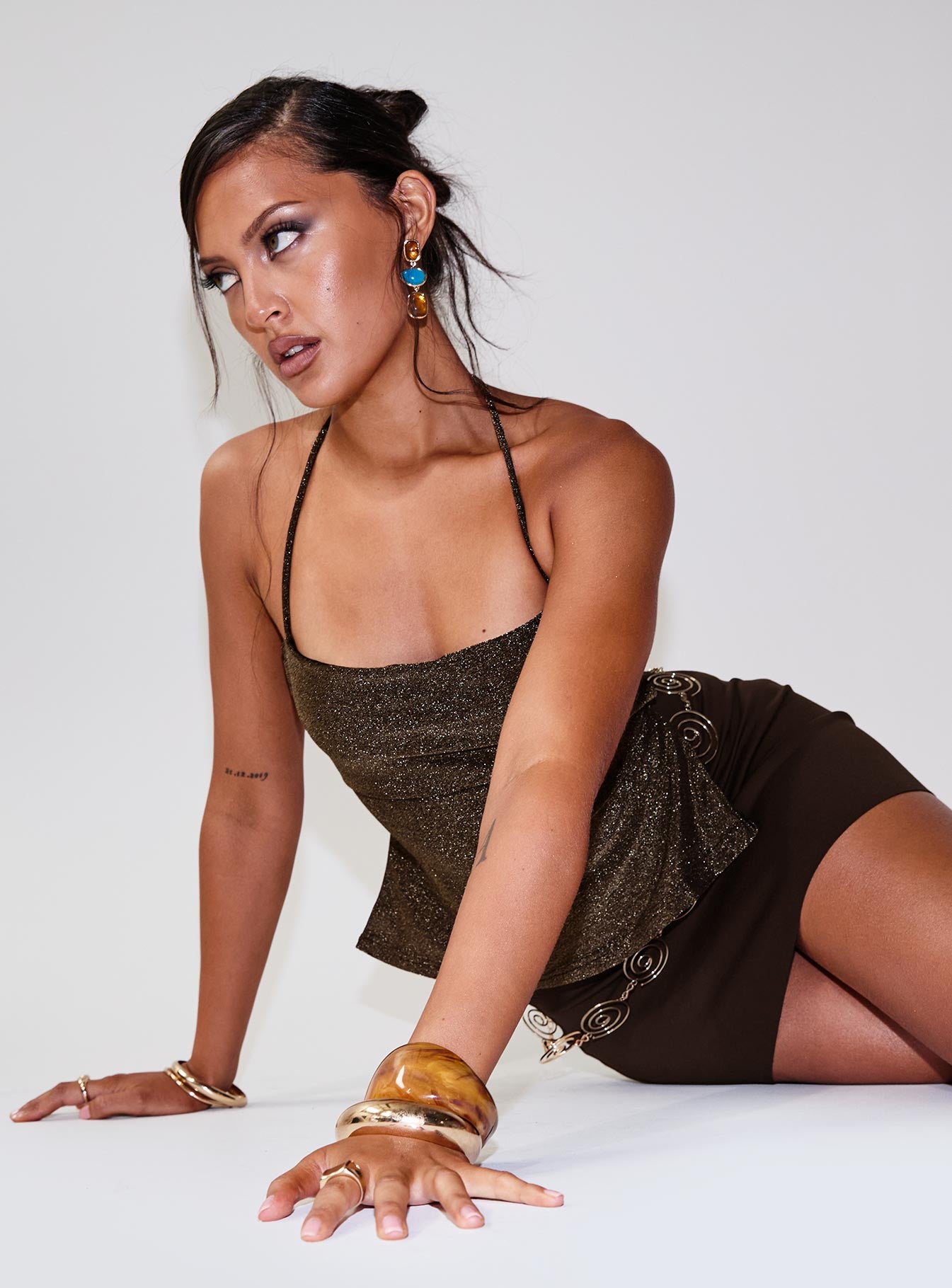 Puzzle Piece Tie Back Top Gold Shimmer、mySite、solidvoid