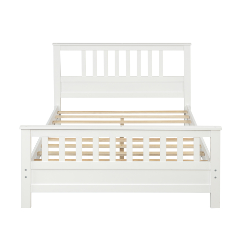 Wood Platform Bed with Headboard and Footboard, Twin (White)、、casual
