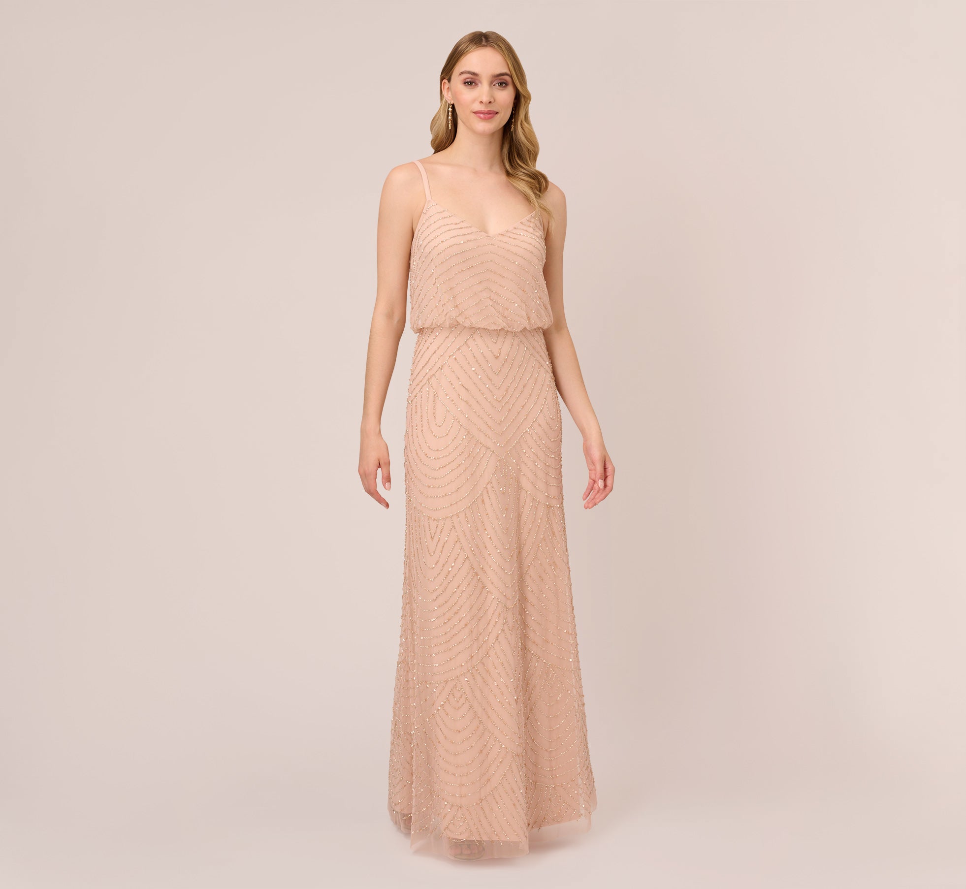 Art Deco Beaded Blouson Gown In Blush、mySite、solidvoid