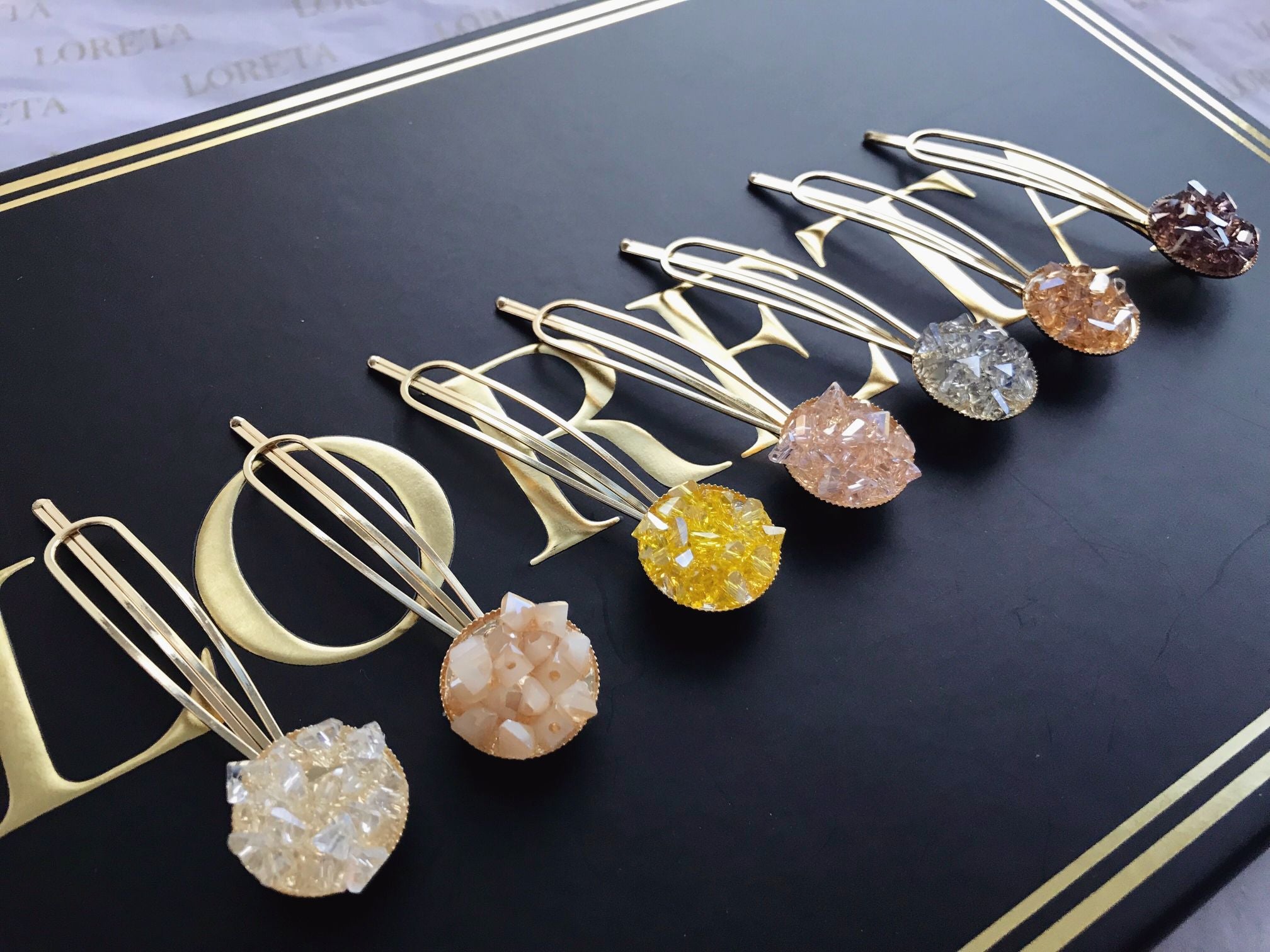  Crystal Gold Hair Clips Pins Set (7pcs)、mySite、merchandisen