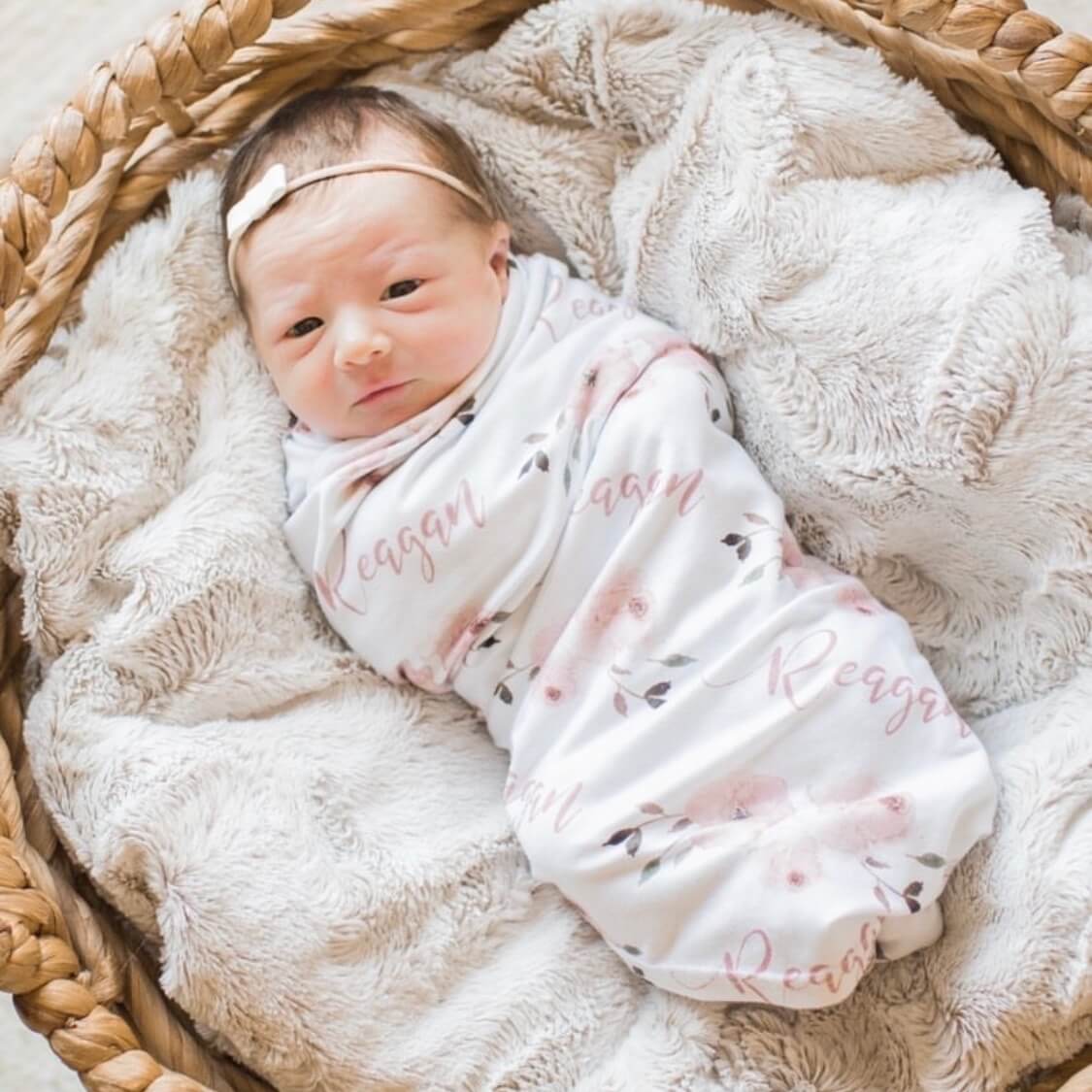  Millie's Dusty Rose Garden Personalized Baby Name Swaddle Blanket、mySite、layawaytickets