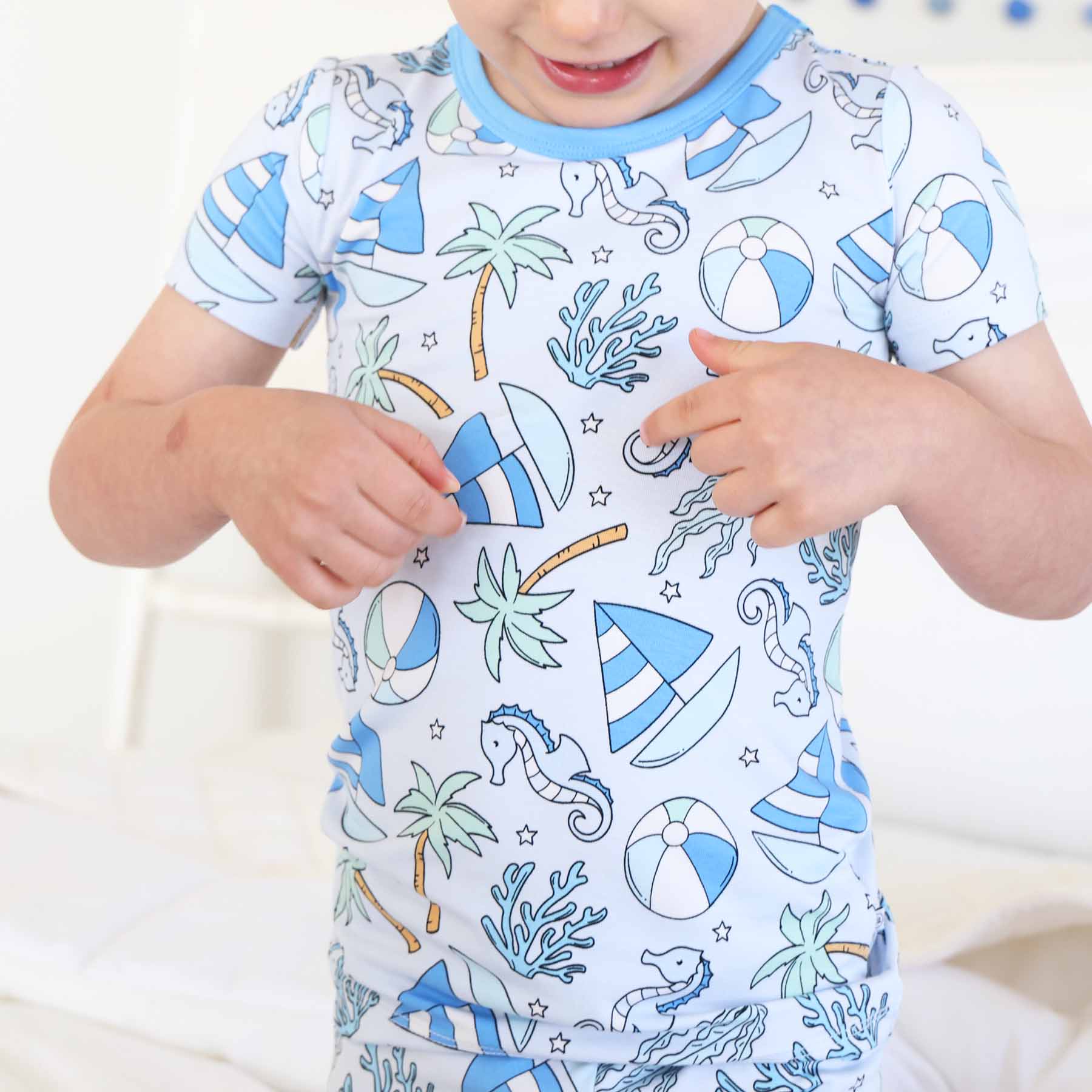  Two Piece Short Pajama Set | Tiny Tides Blue、mySite、layawaytickets