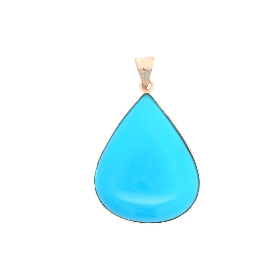 Estate 18K Yellow Gold Pear Shaped Turquoise Pendant、mySite、botmansion