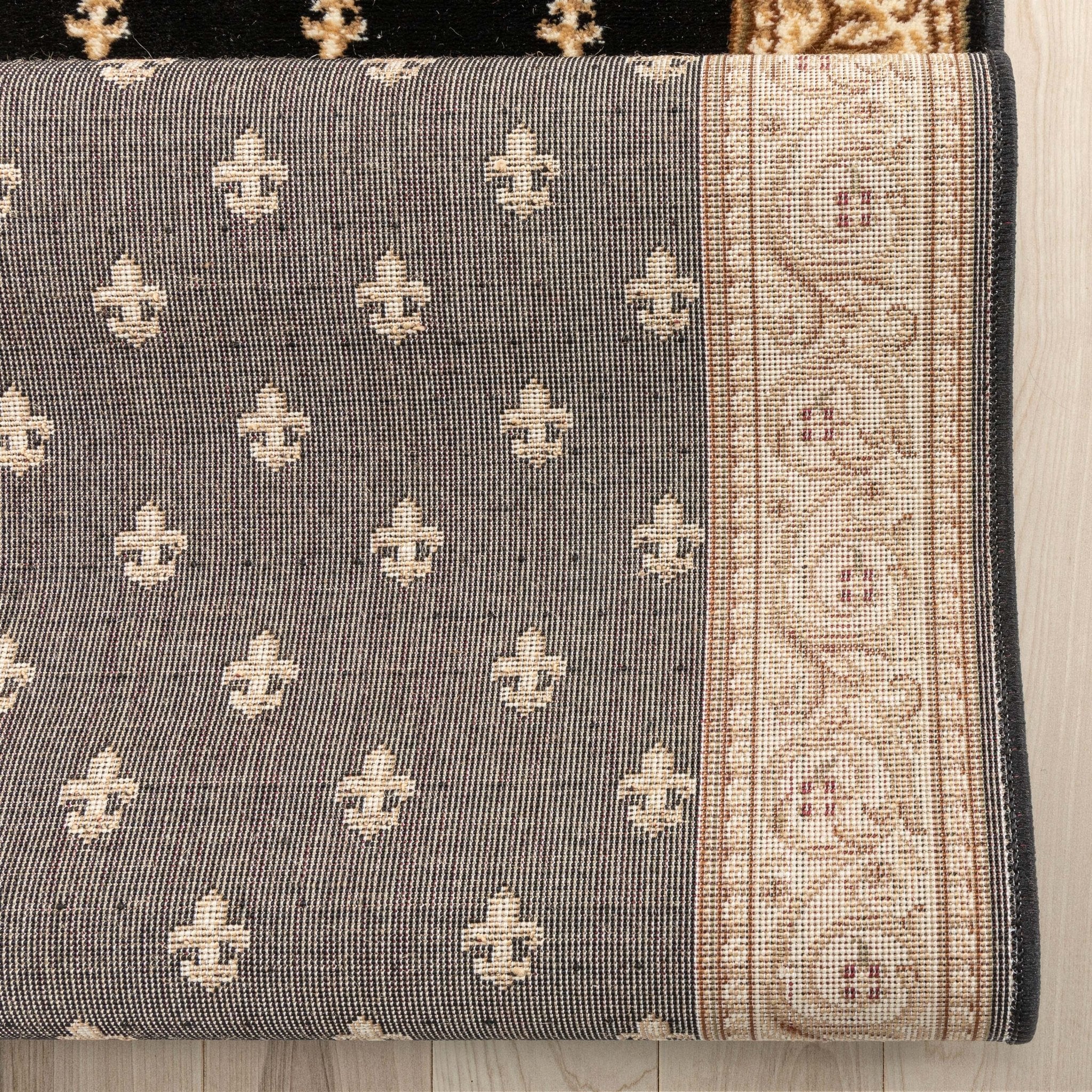 Custom Size Hallway & Stair Runner Fleur de Lis Traditional Black 27 Inch Wide x Choose Your Custom Length Runner Rug、mySite、gigharbornorthrealestate