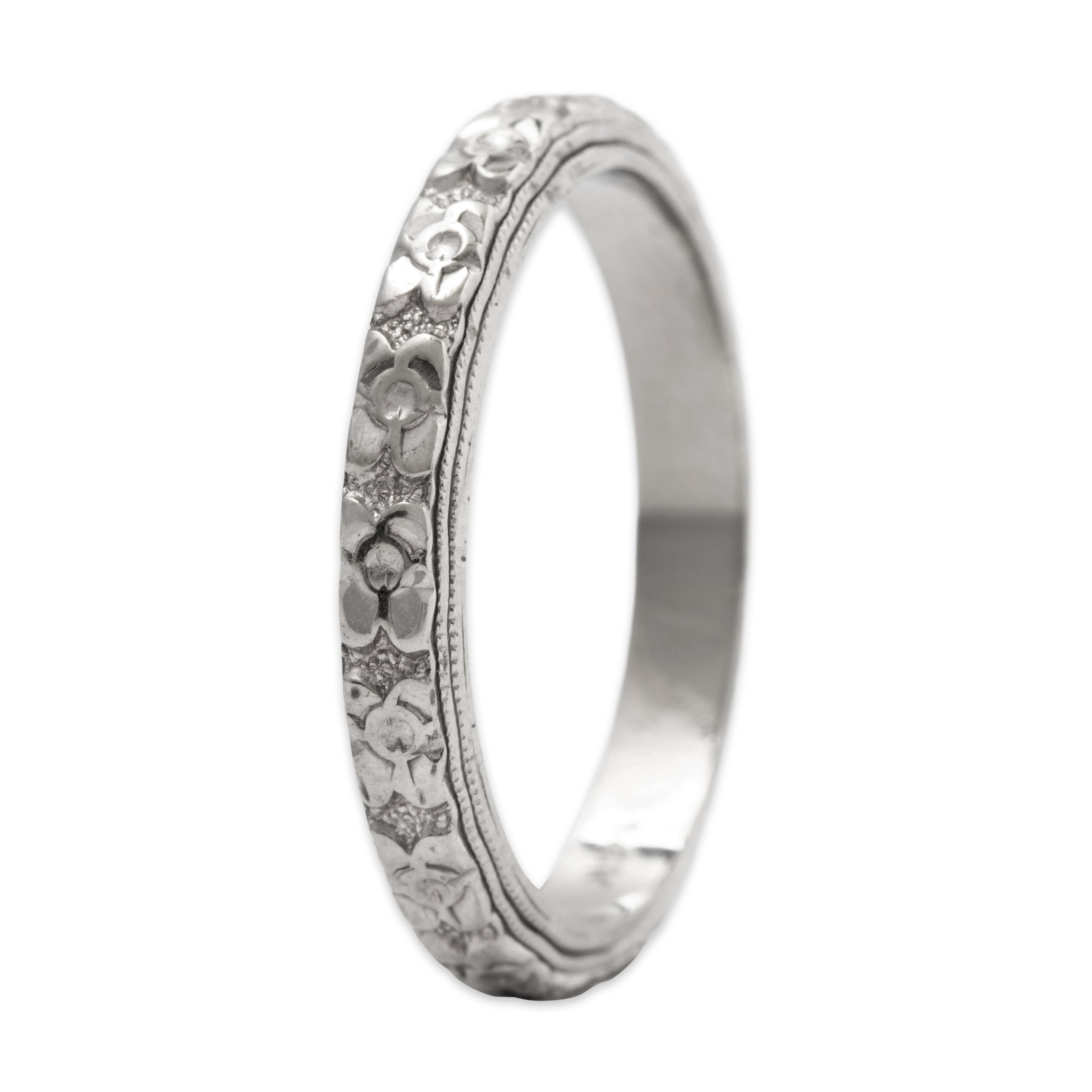 Antique 14k White Gold Floral Blossom Band Ring 5.25、mySite、hinf8tx79