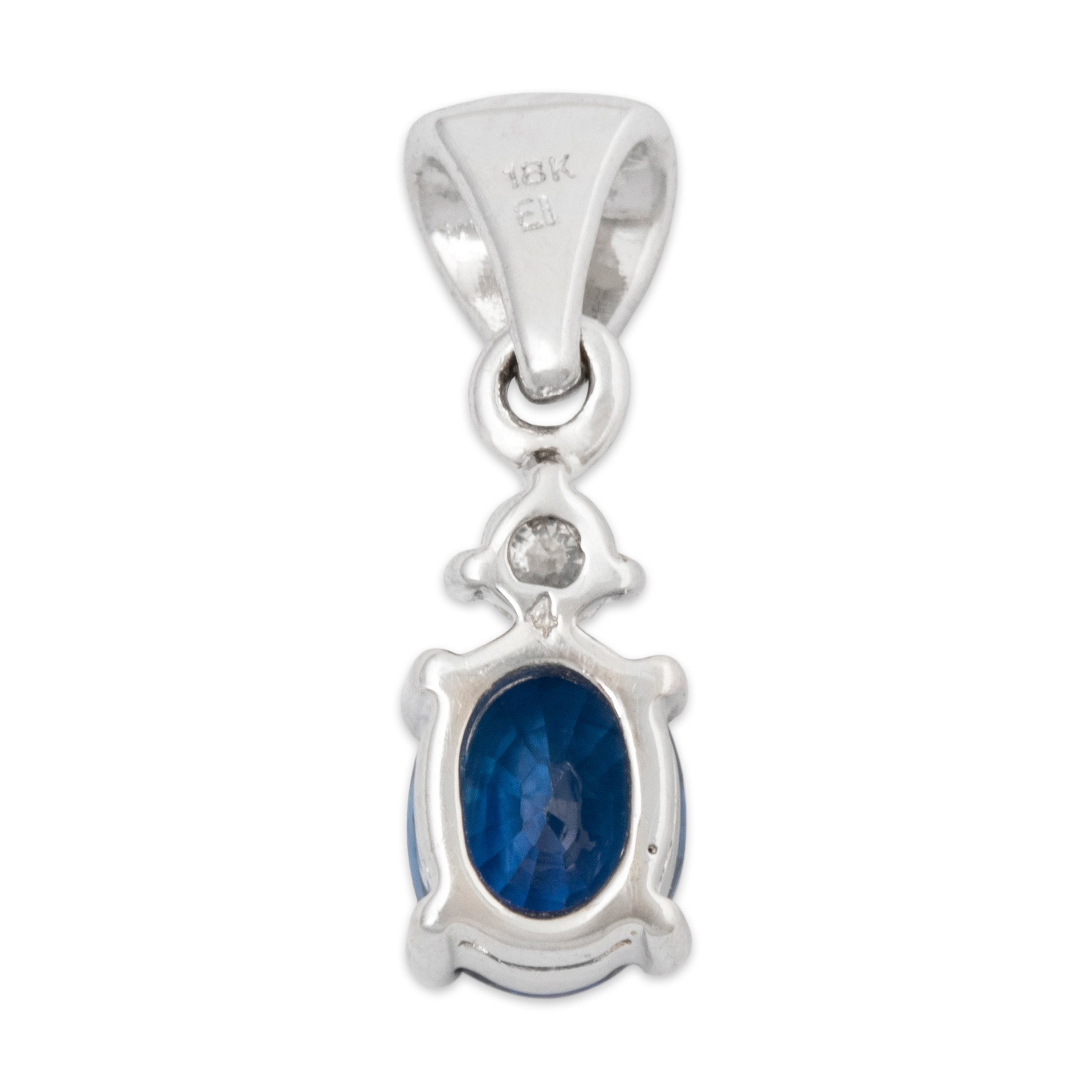 Vintage 18k White Gold 1.25ct Blue Sapphire Diamond Pendant、mySite、hinf8tx79