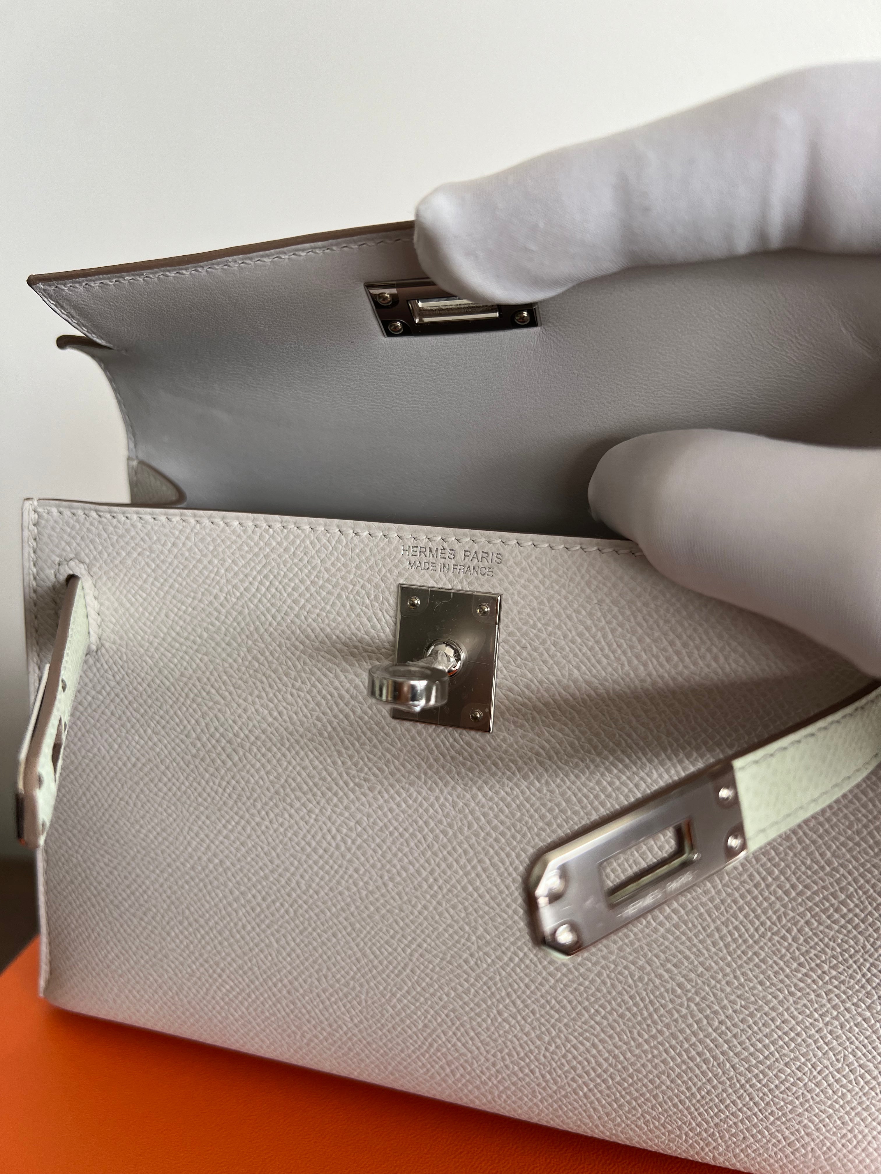 Hermès Mini Kelly 20 Gris Pale / Vert Fizz / Graphite Epsom PHW、mySite、garminoutage.com