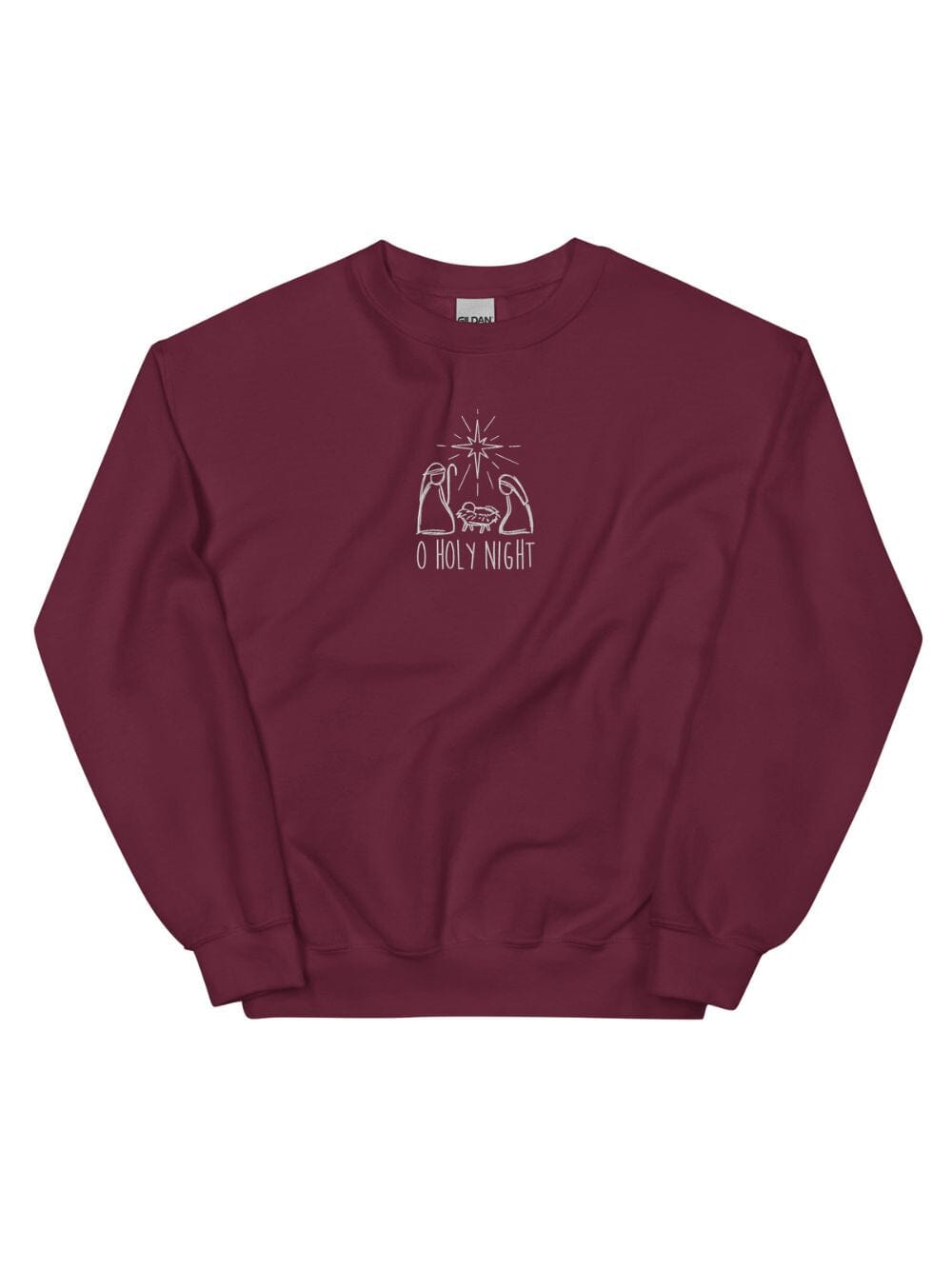 O Holy Night Nativity Heavy Blend Women's Crewneck Embroidered Sweatshirt、mySite、camillekostekn