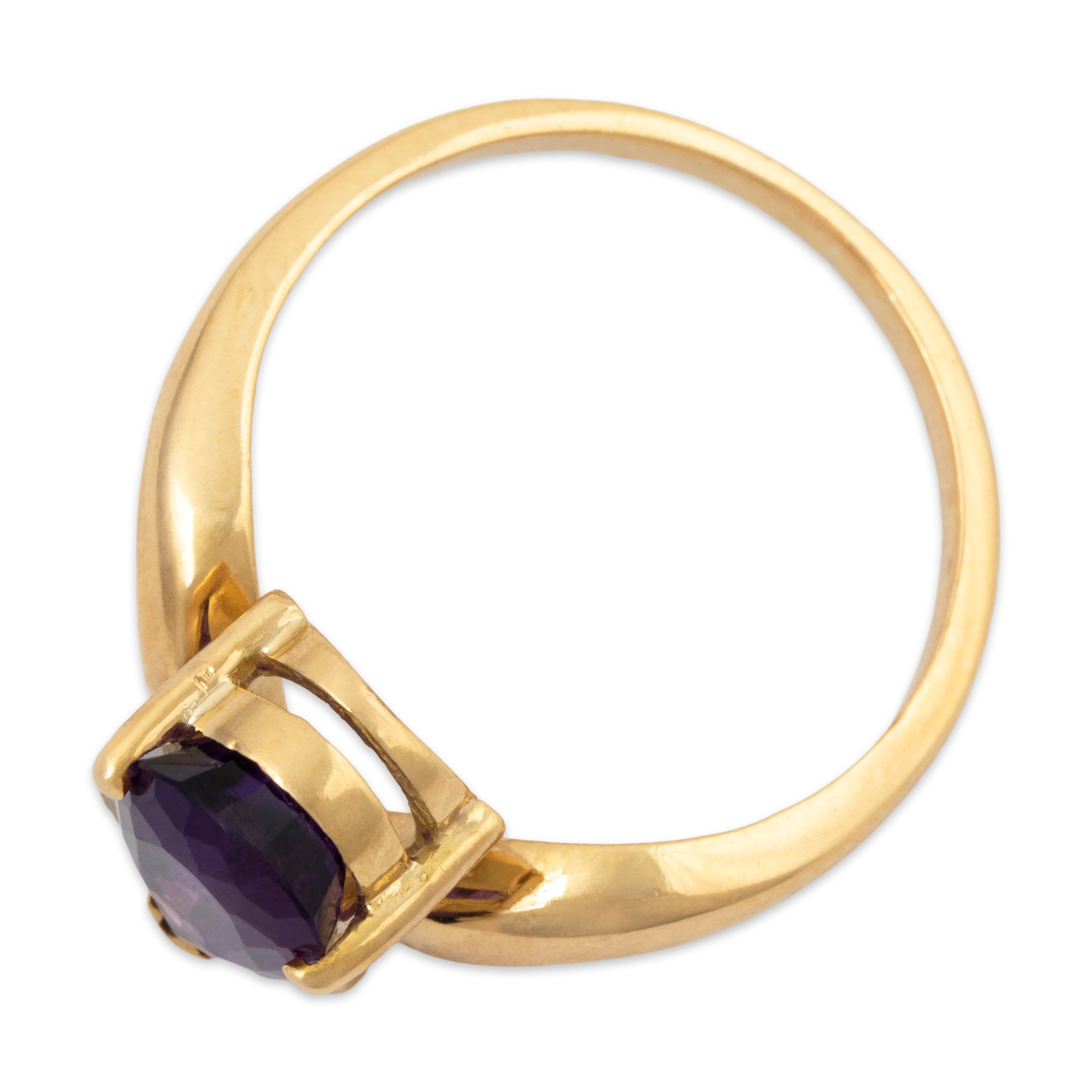 Vintage 18k Yellow Gold 1.35ct Amethyst Diamond Pear Ring 5.75、mySite、hinf8tx79