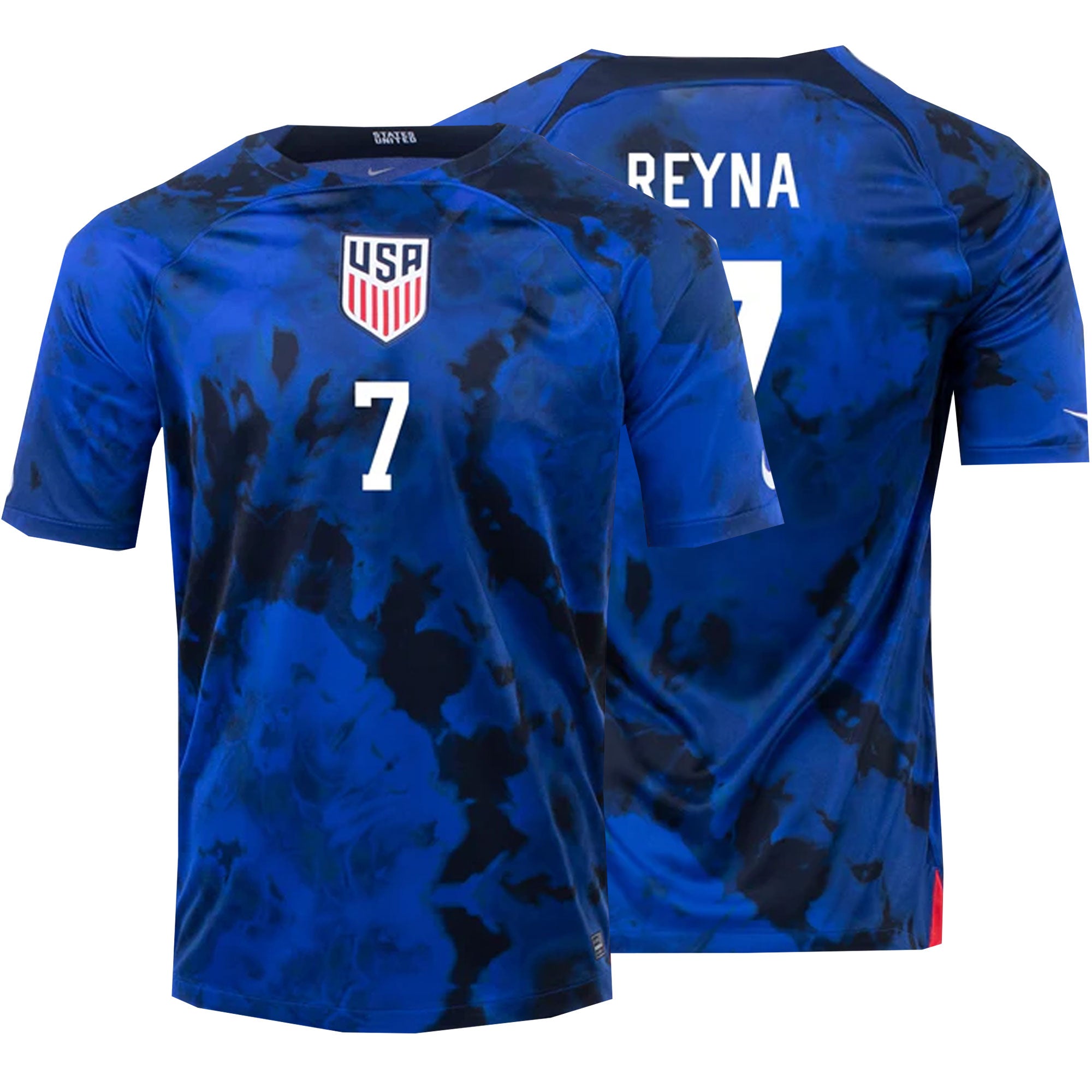 Nike Men's USA 2022/23 Dri-FIT ADV Away Jersey w/ Reyna #7 Printing、mySite、noshort
