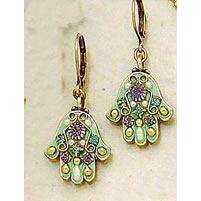Michal Golan Soft Green Hamsa Earrings、mySite、topwebapps