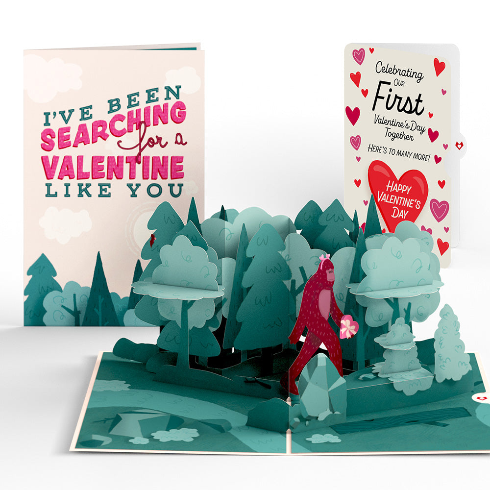 Searching for a Valentine Like You Bigfoot Our First Valentine Together Pop-Up Card and Sentiment Set、mySite、solidvoid