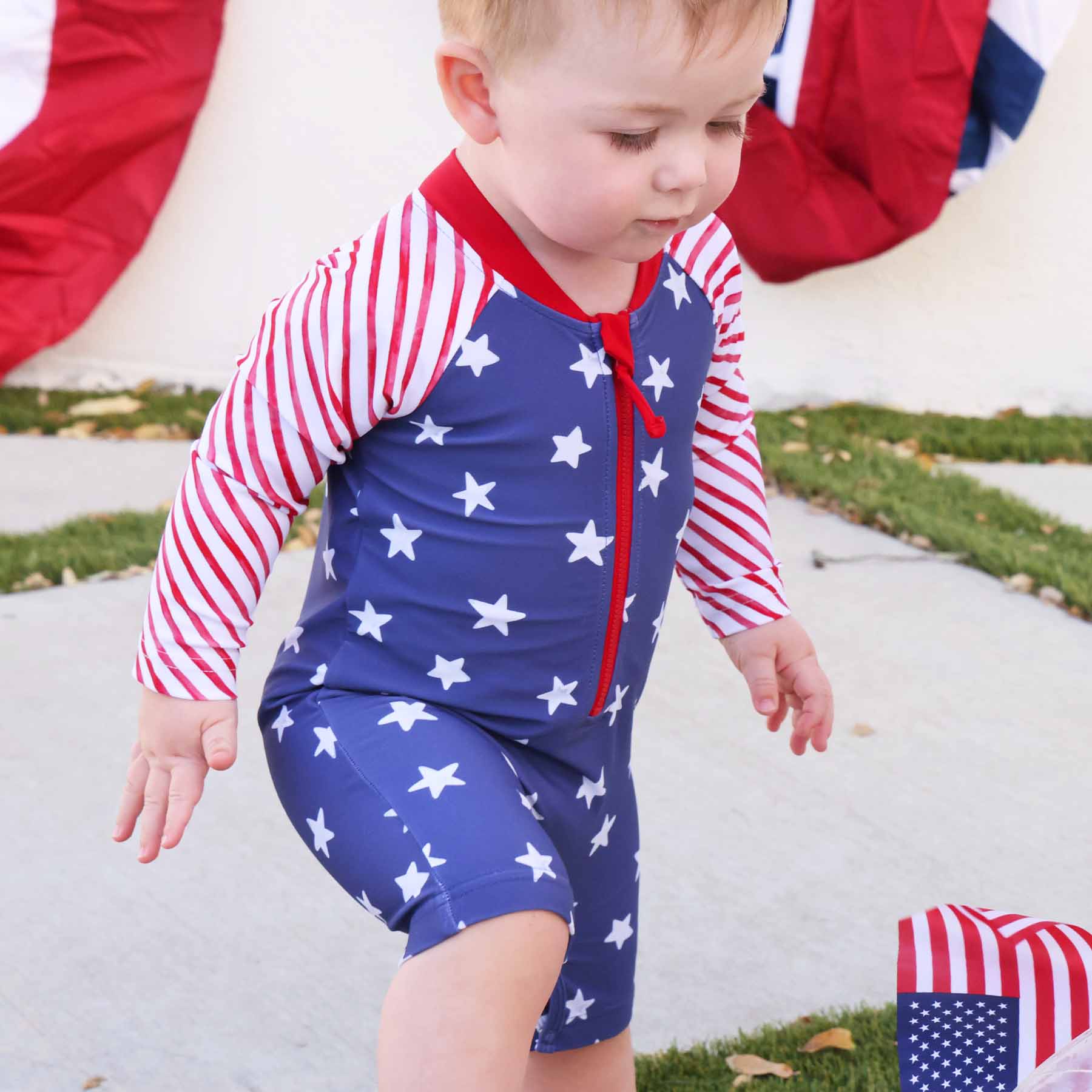  Long Sleeve Rash Guard Swim Romper Shortie | Star-Spangled Summer、mySite、layawaytickets