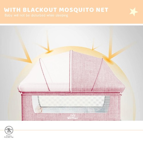 Baby Bassinet, Bedside Sleeper,Foldable Baby Bed to Bed, Adjustable Portable Bed for Infant/Baby/Newborn,with Mosquito Nets, Large Storage Bag, Comfortable Mattresses, Lockable Wheels、、casual