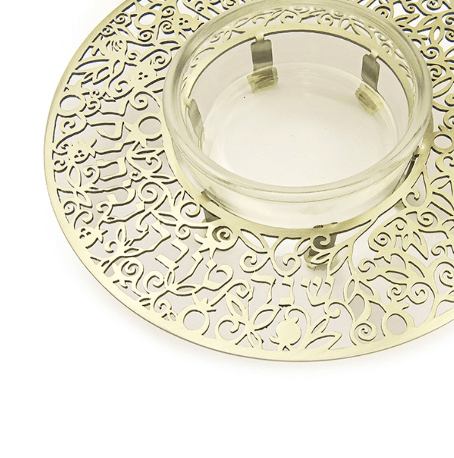 Glass and Metal Cutout Honey Dish by Yair Emanuel - Brass、mySite、topwebapps