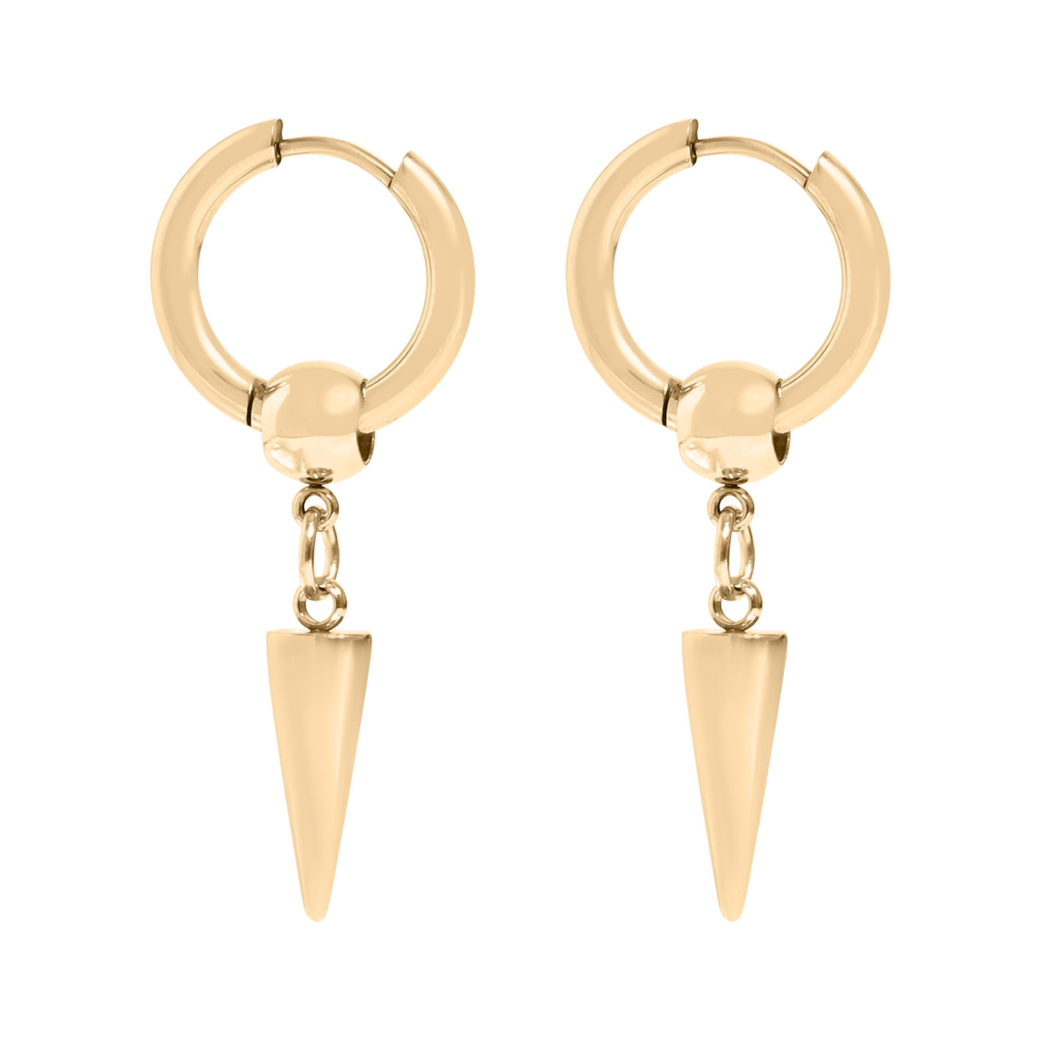 18K Gold PVD Stainless Steel Spike Pendant Hoop Earrings / ERJ0036、mySite、dreamappss