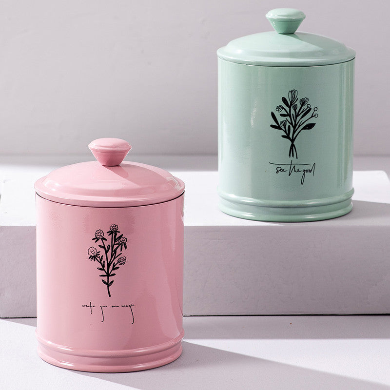 Stainless Steel Floral Jar Canister Set | Pink Green | Set of 2、mySite、camillekostekn