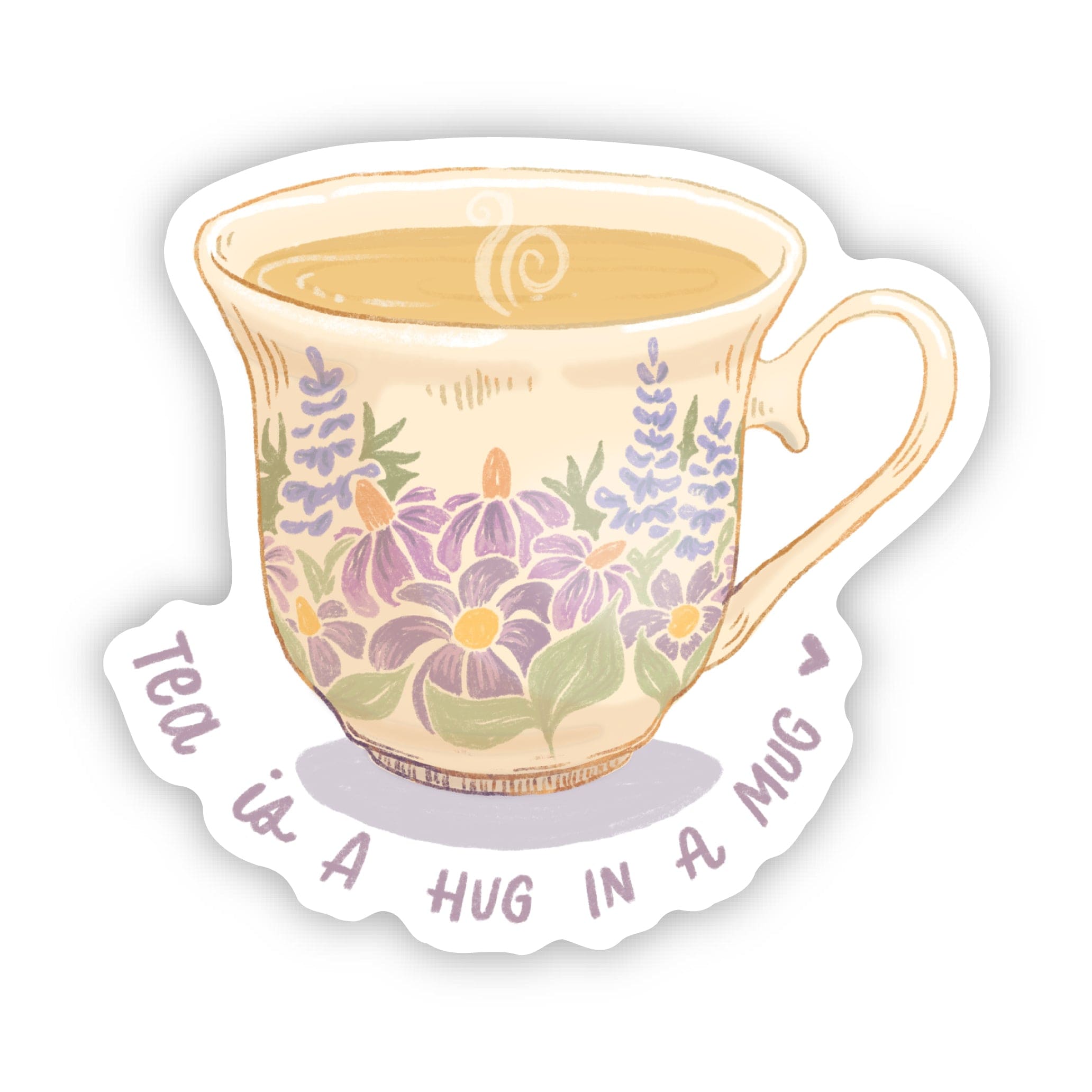  Tea is a hug in a mug Cute Floral Cup Sticker、mySite、elrpsem3k
