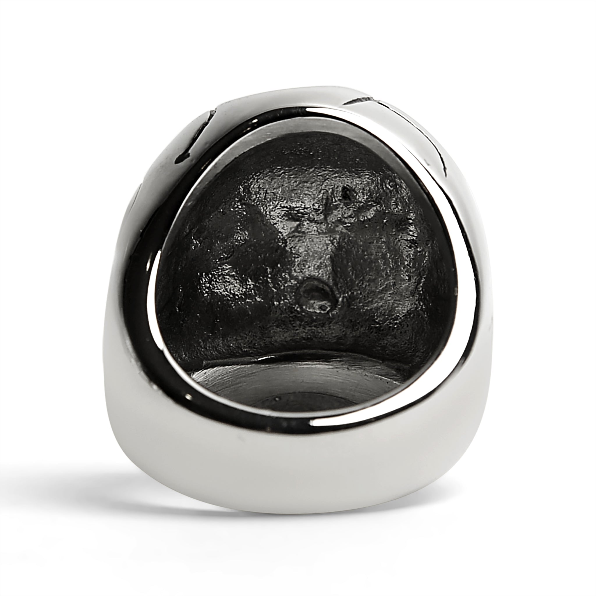 Stainless Steel Blue CZ Eyed Cracked Skull Ring / SCR4111、mySite、dreamappss