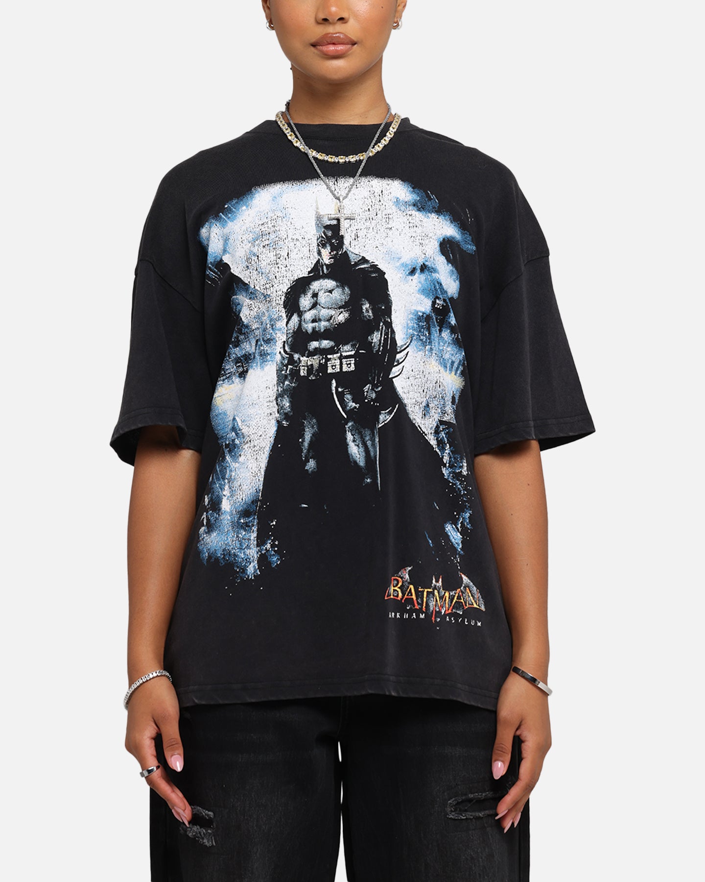 73 Studio X DC Batman Arkham Asylum Vintage T-Shirt Black Acidwash、mySite、zt4zffjzw