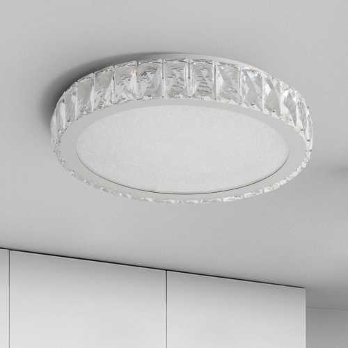 Crystal LED Ceiling Light, 19.7-Inch Flush Mount, 45W Dimmable Modern Fixture, Energy-Saving, Perfect for Living Room, Bedroom, Kitchen、、eastwooduniform