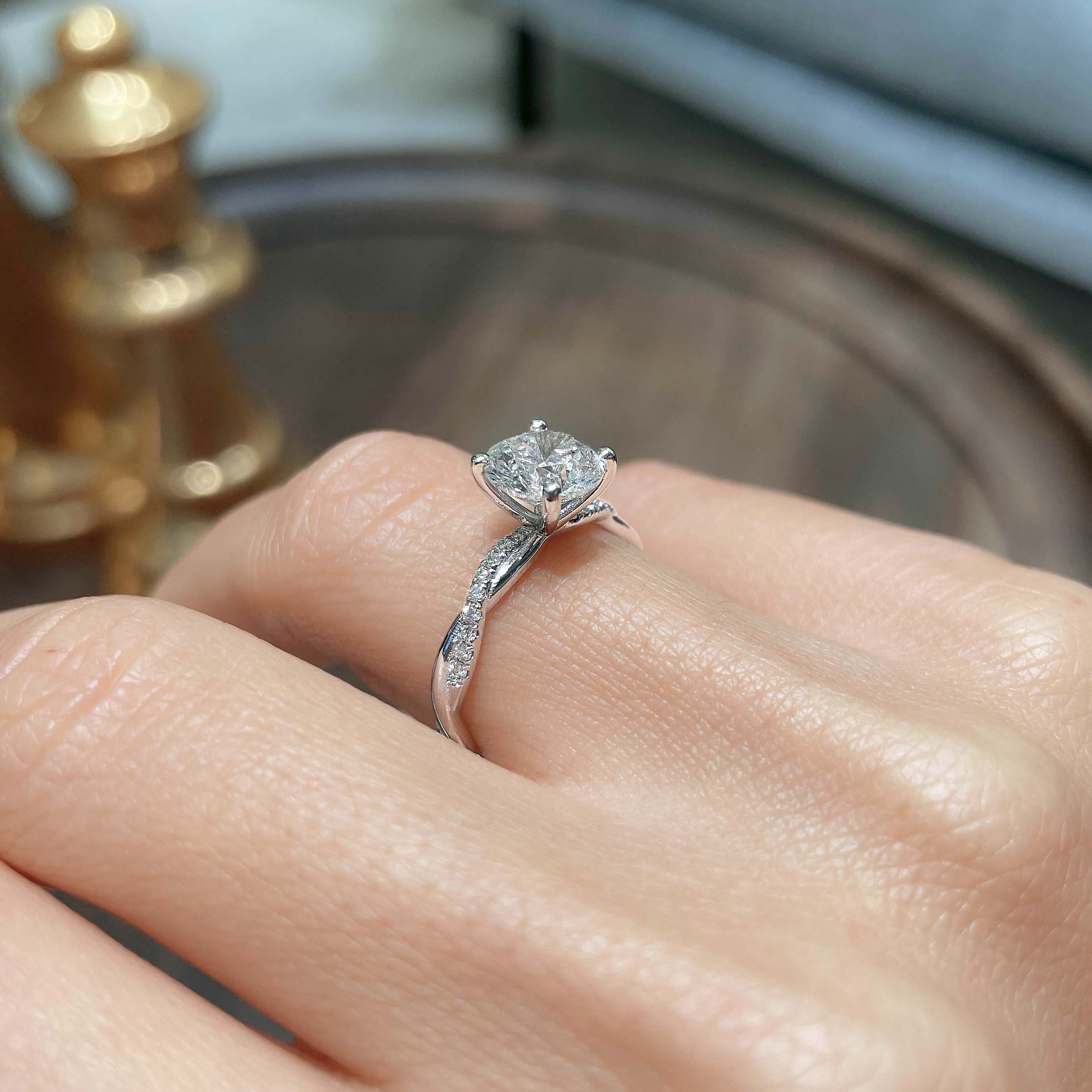 Crystal Diamond Engagement Ring -18K White Gold、mySite、hinf8tx79