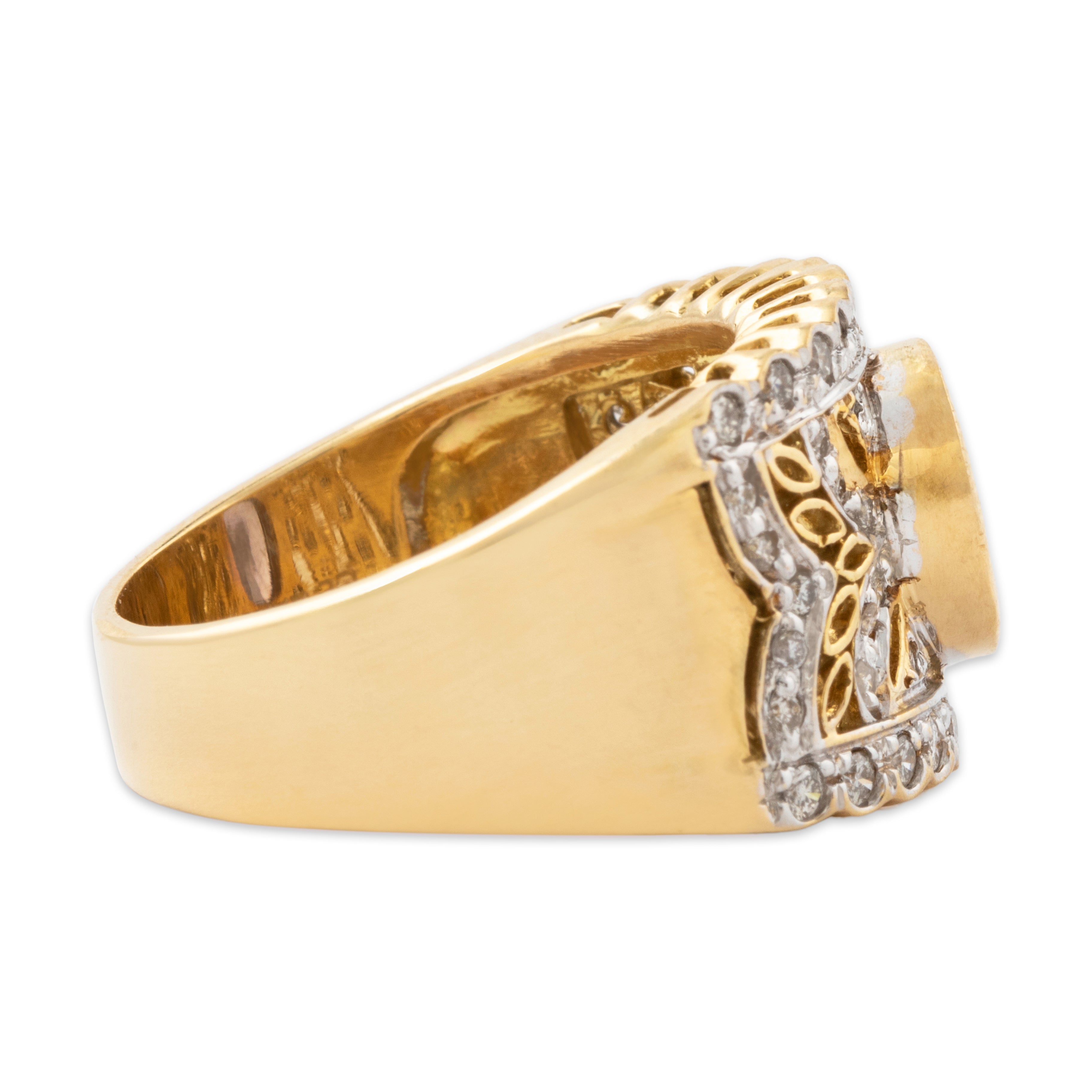 Vintage Wide 18k Yellow Gold 1.2ct Tanzanite .372cttw Diamond Ring 7.25、mySite、hinf8tx79