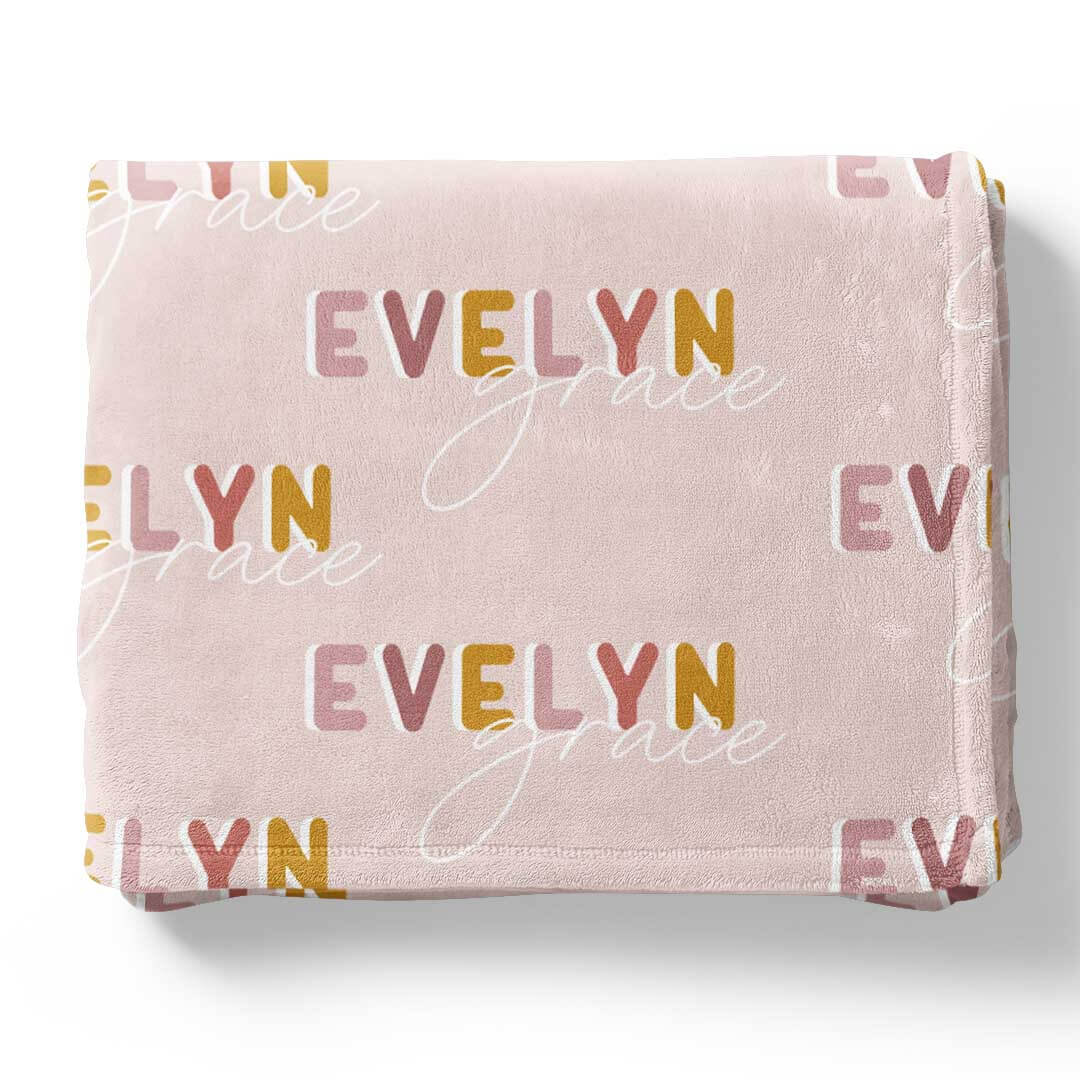  Dusty Pinks Retro Personalized Toddler Blanket、mySite、layawaytickets
