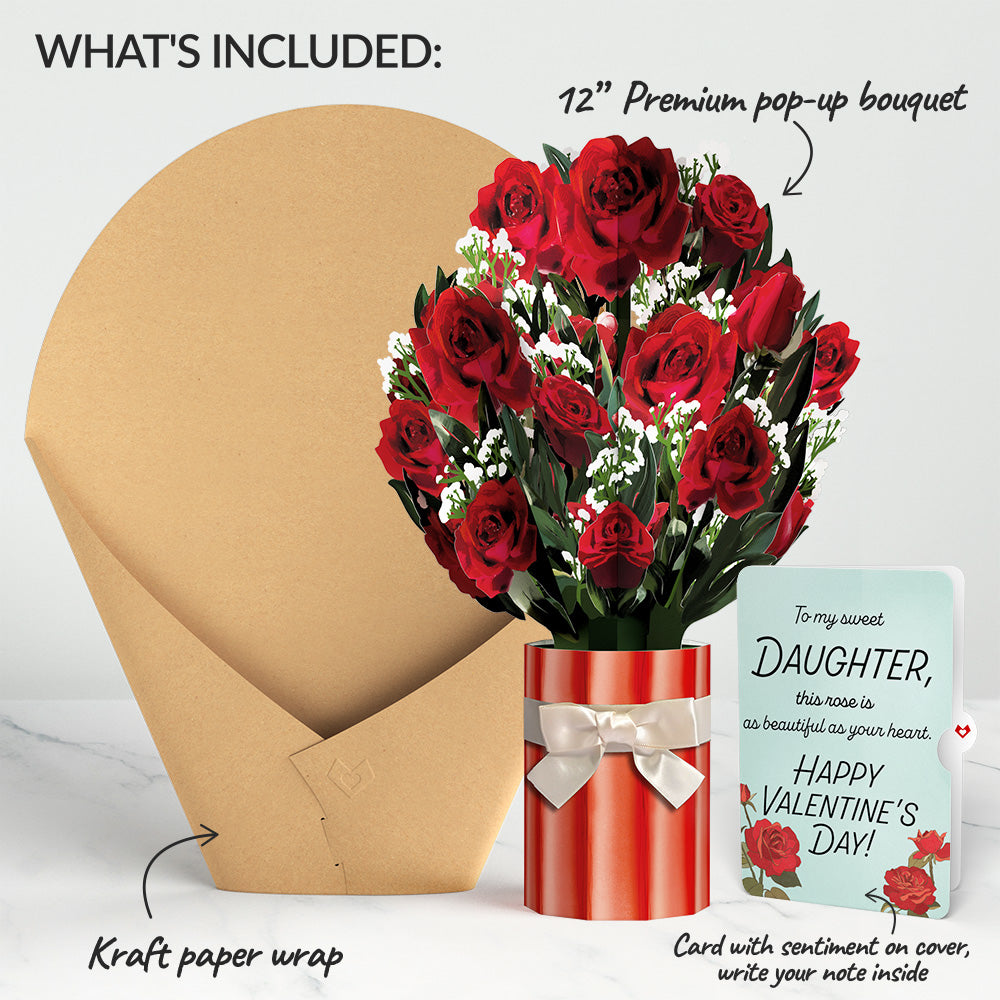 Romantic Red Roses Valentine Bouquet and Sentiment Set for Daughter、mySite、solidvoid