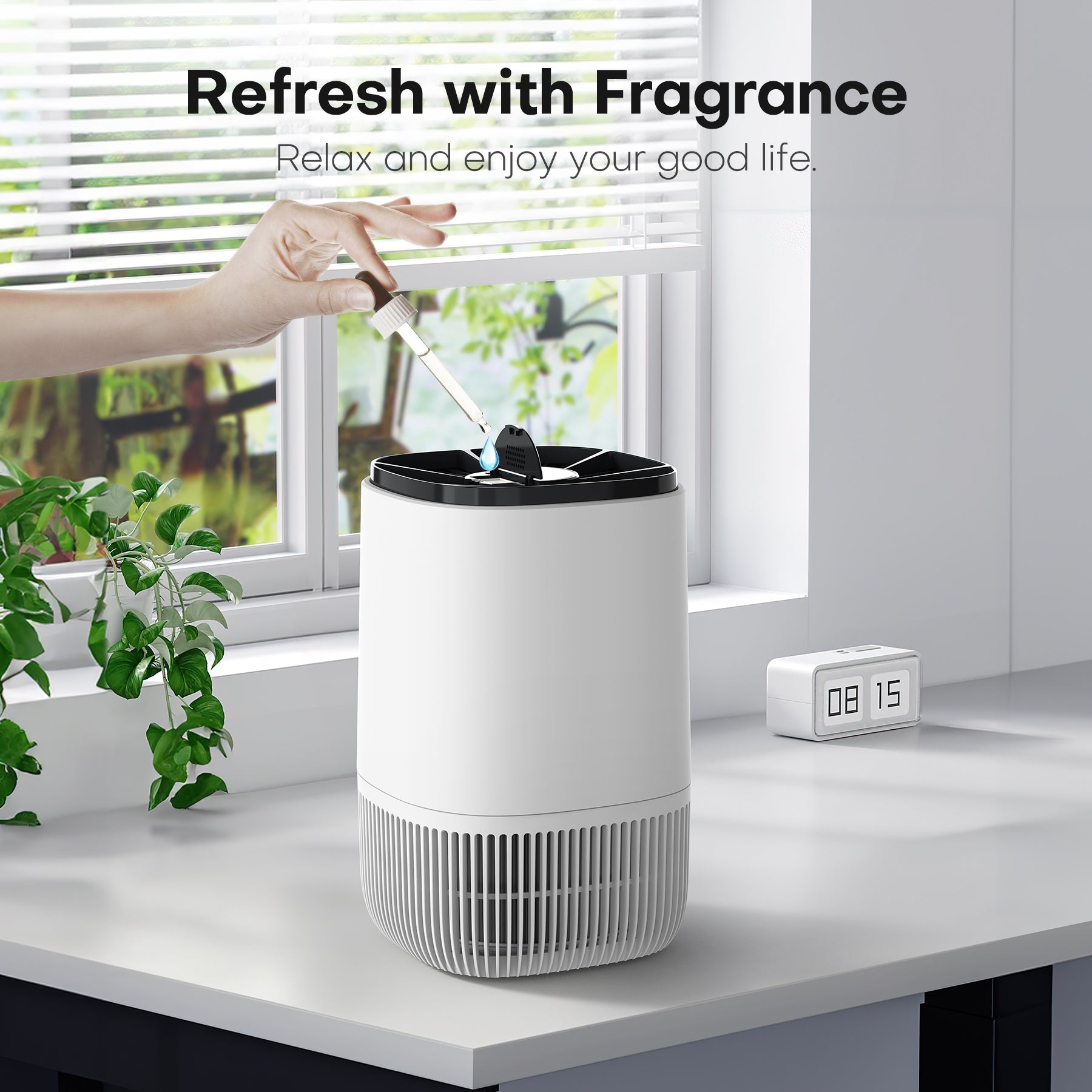 KLOUDIC Air Purifier for Home Bedroom, Hepa 3-in-1 Filter Cleaner with Aromatherapy Function for Better Sleep, Smoke, Pet Dander, Odor, Dust, Office, White、mySite、fannypackpong