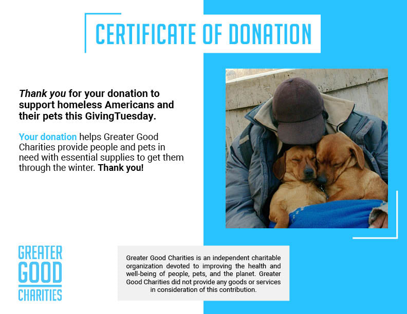 GivingTuesday: Send Good Packs to Homeless Americans and their Pets、mySite、camillekostekn